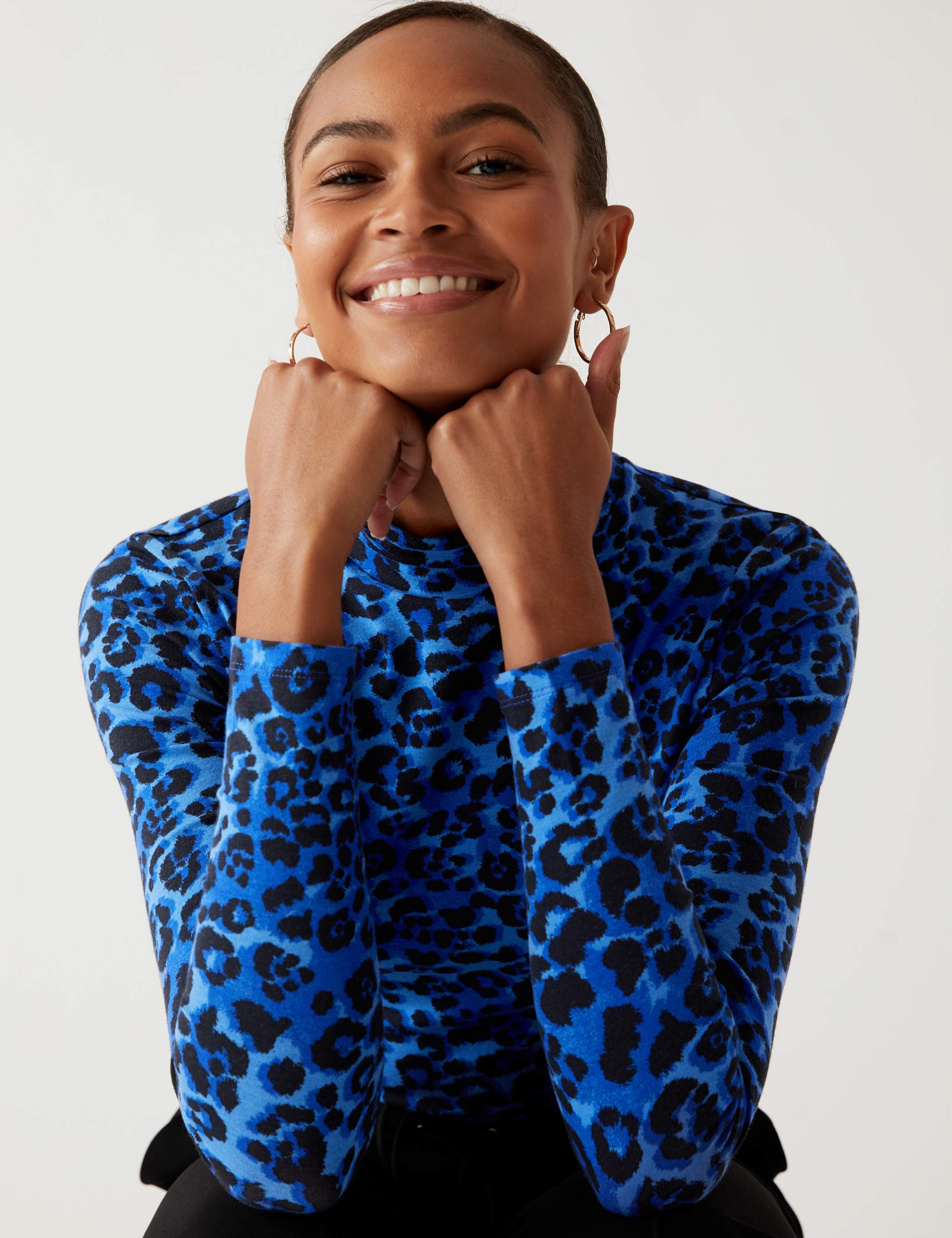 Cotton Rich Printed Slim Fit Top 1 of 5