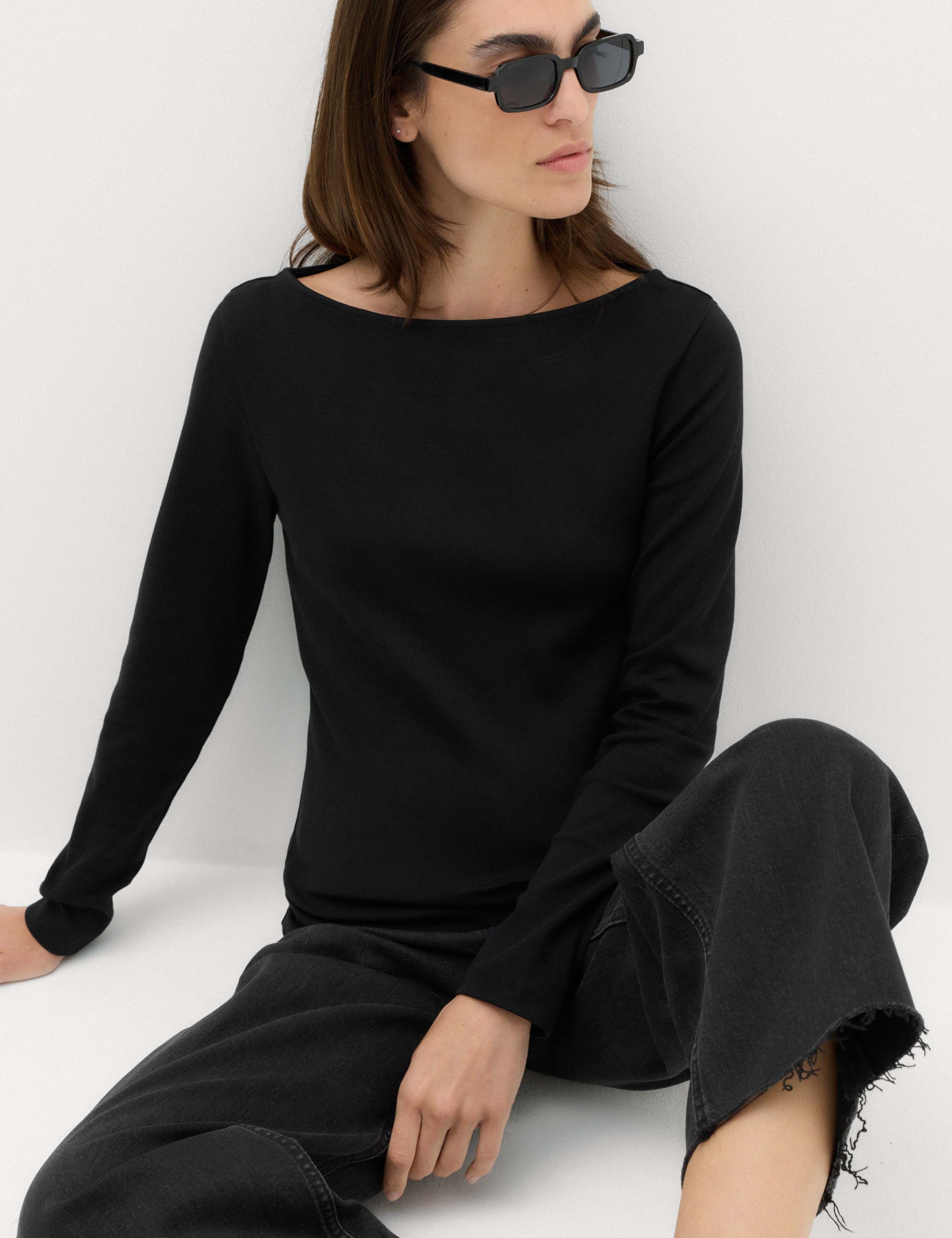 Cotton Rich Premium Slash Neck Top 1 of 4