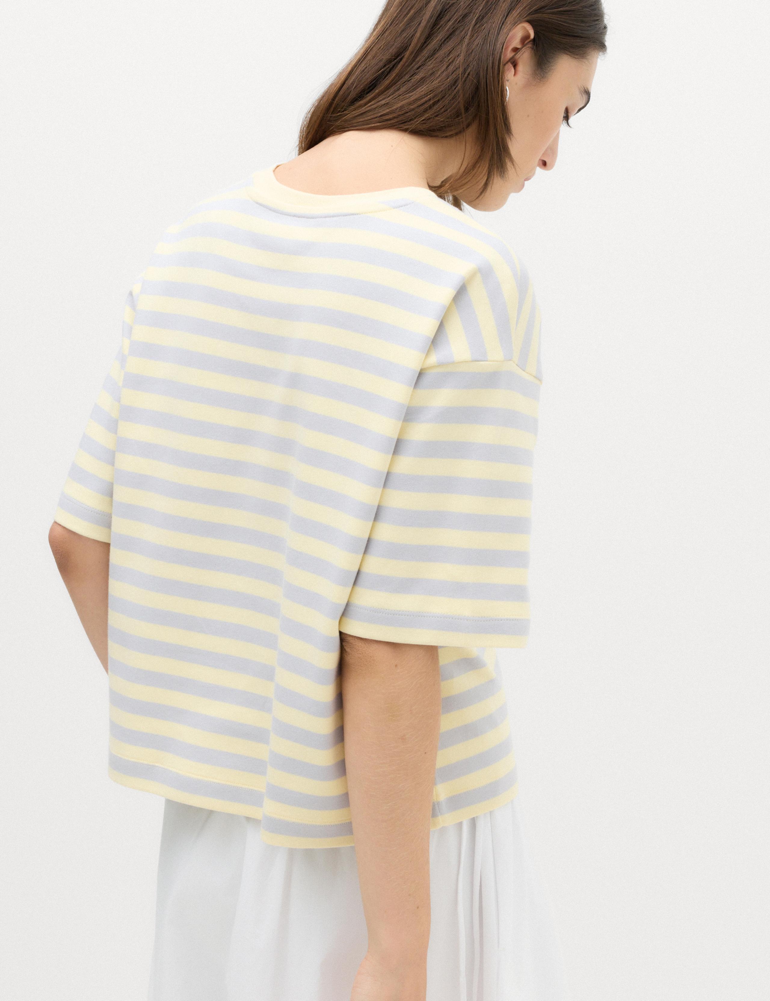 Pure Cotton Striped Boxy T-Shirt 4 of 4