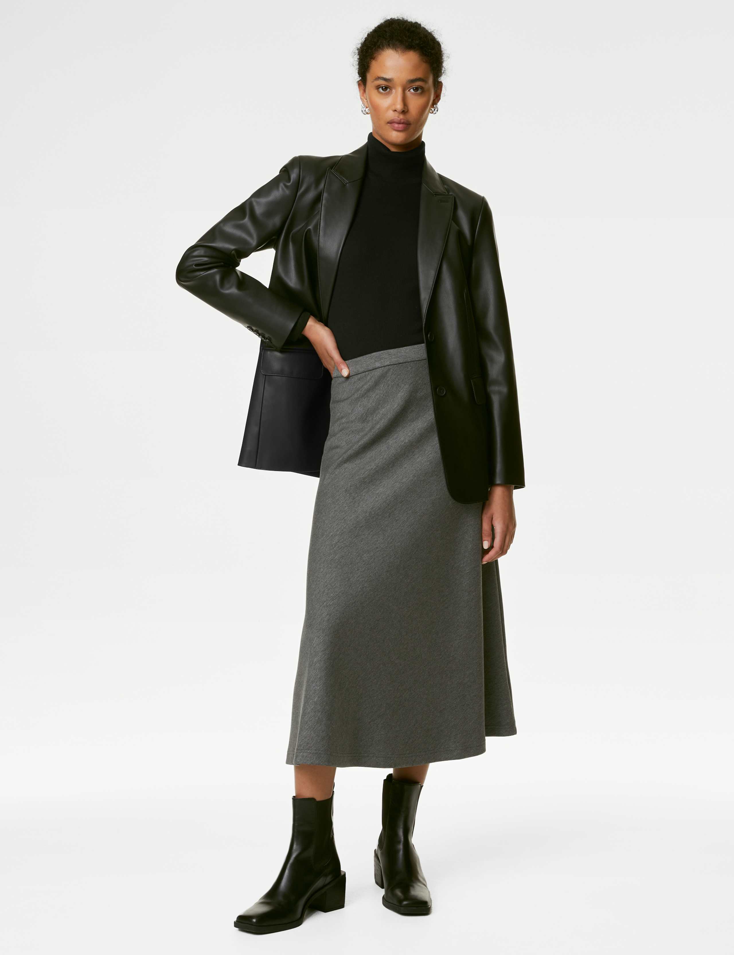 Cotton Rich Roll Neck Ribbed Top 4 of 5