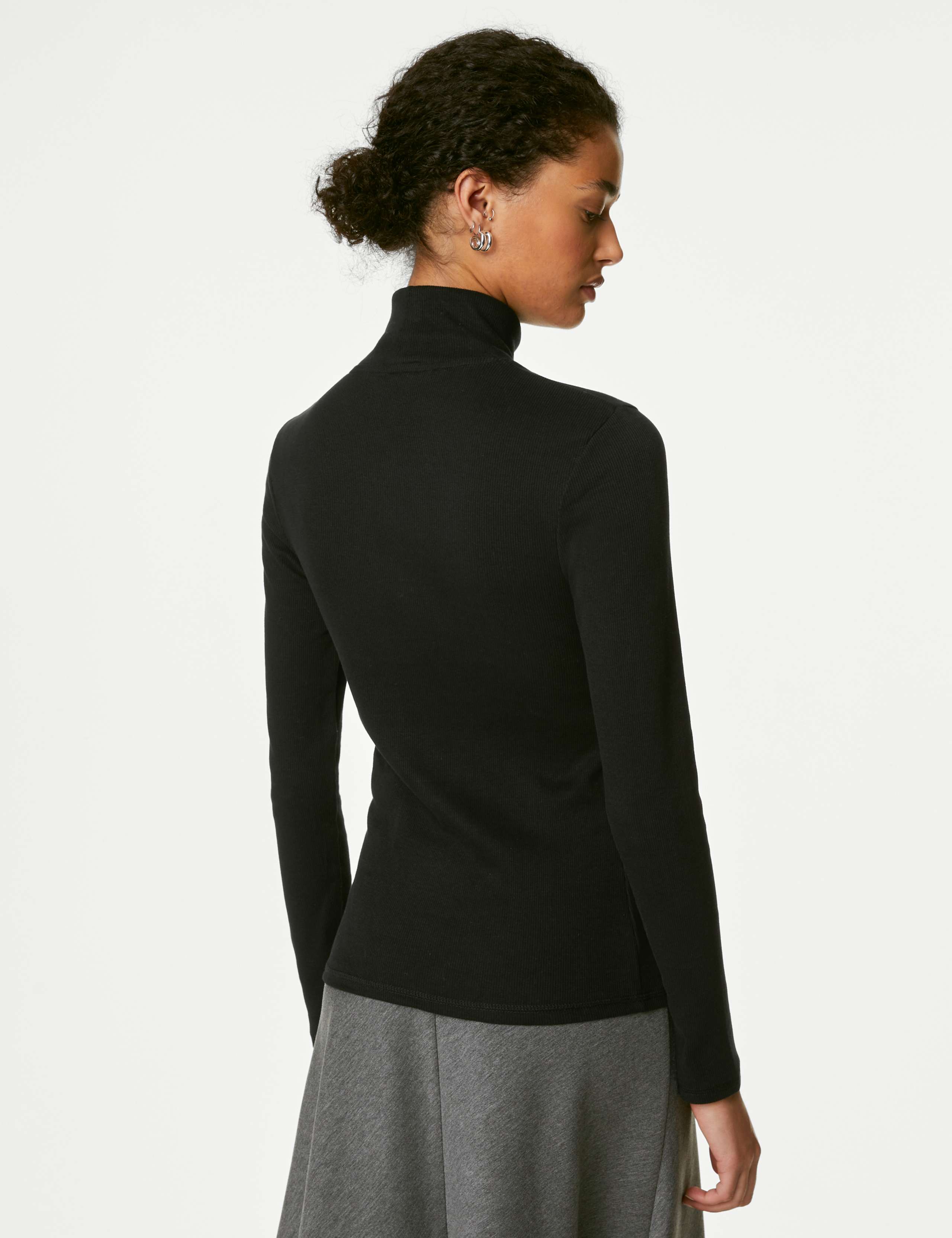 Cotton Rich Roll Neck Ribbed Top 5 of 5