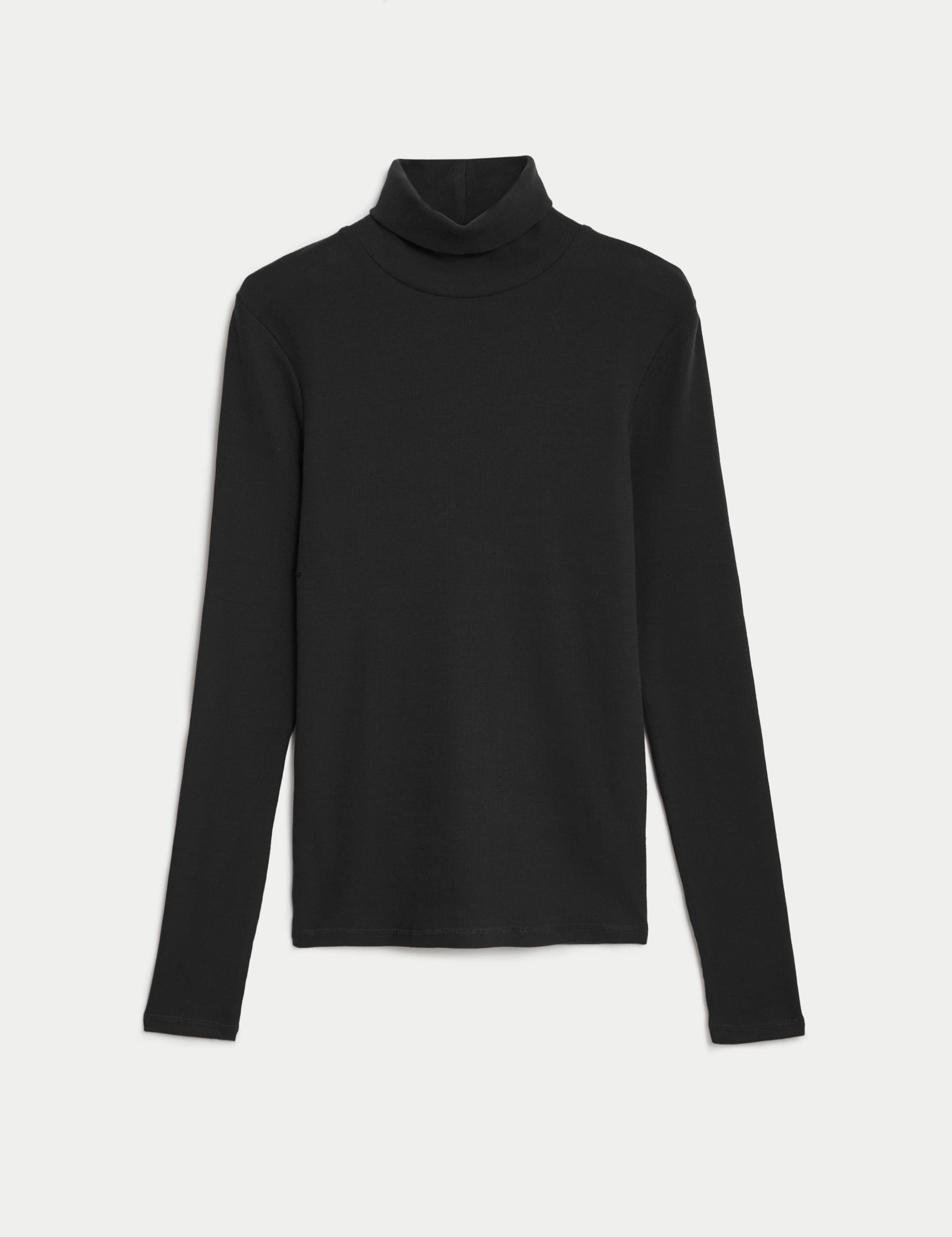 Cotton Rich Roll Neck Ribbed Top 2 of 5