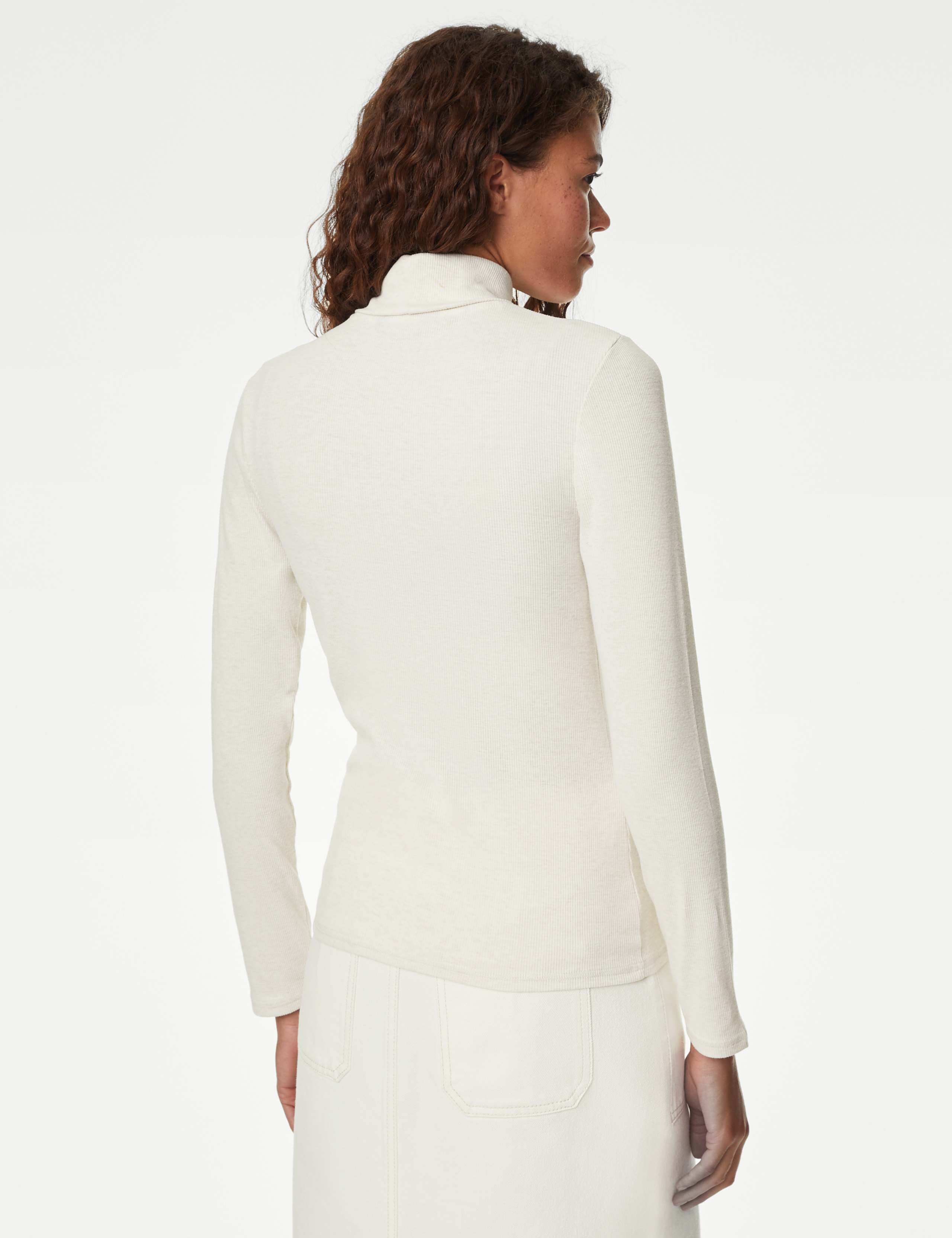 Cotton Blend Roll Neck Ribbed Top 5 of 5