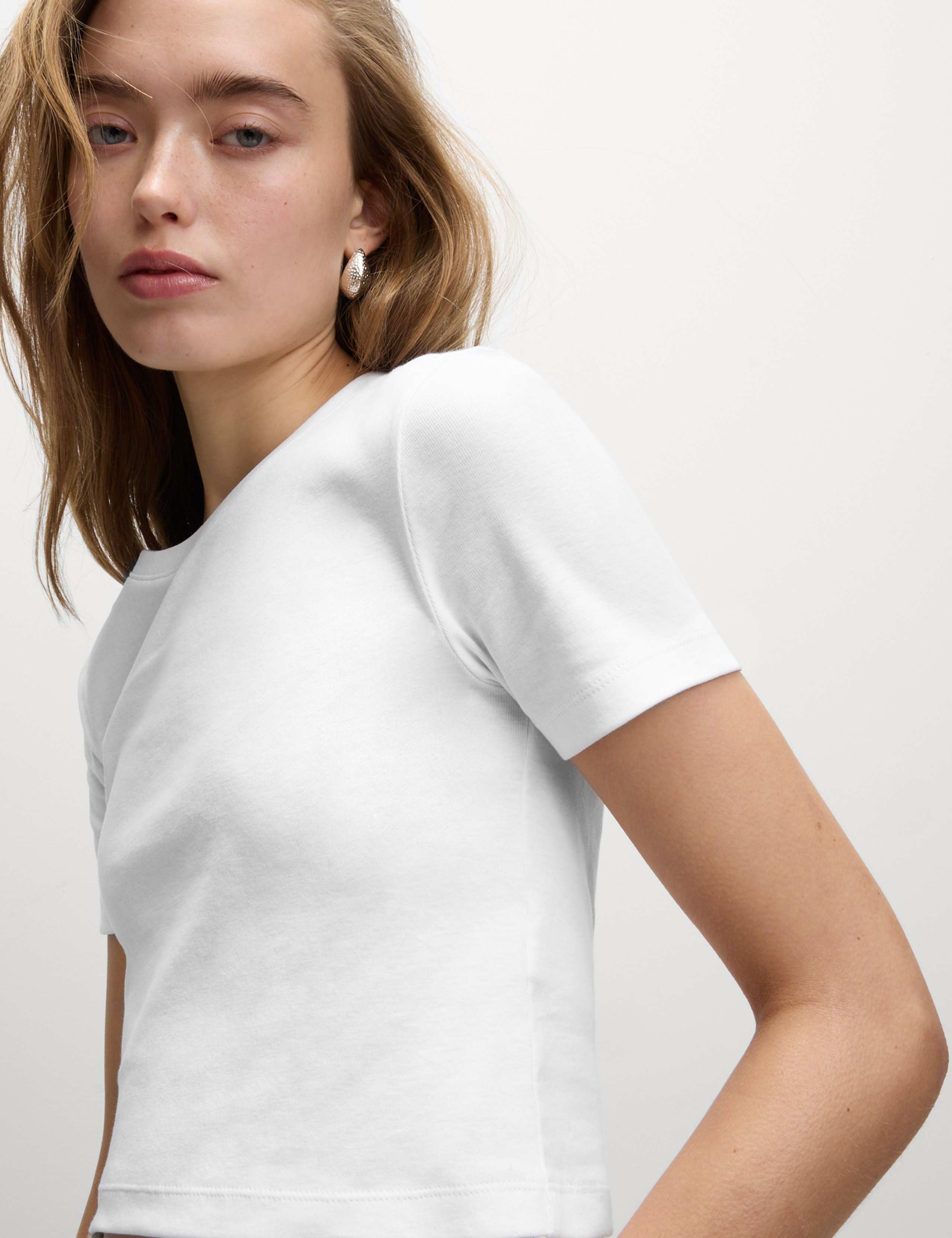 Pure Cotton Slim Fit Crop T-Shirt 3 of 3