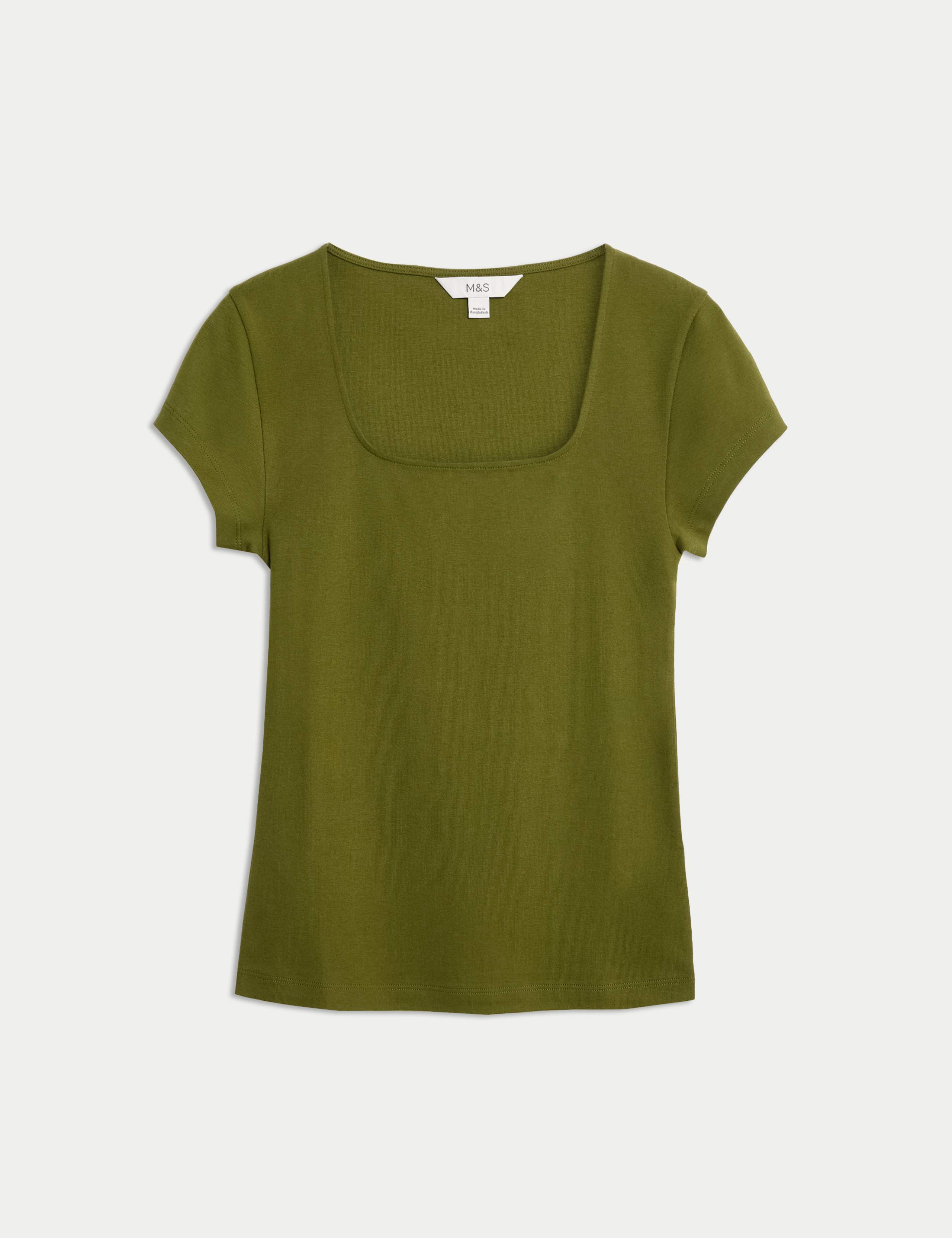 Pure Cotton Square Neck Slim Fit Top 2 of 5