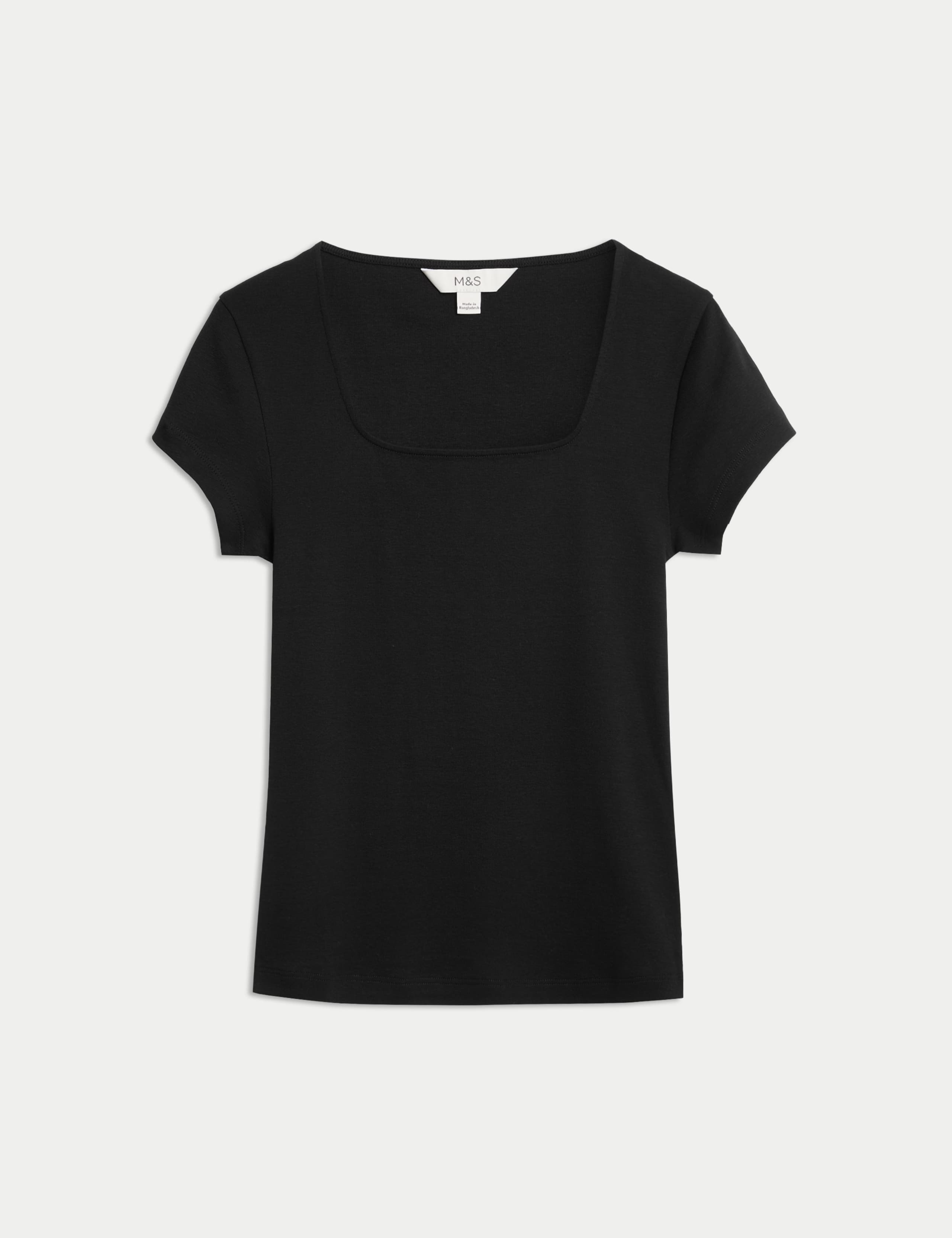 Pure Cotton Square Neck Slim Fit Top 2 of 5