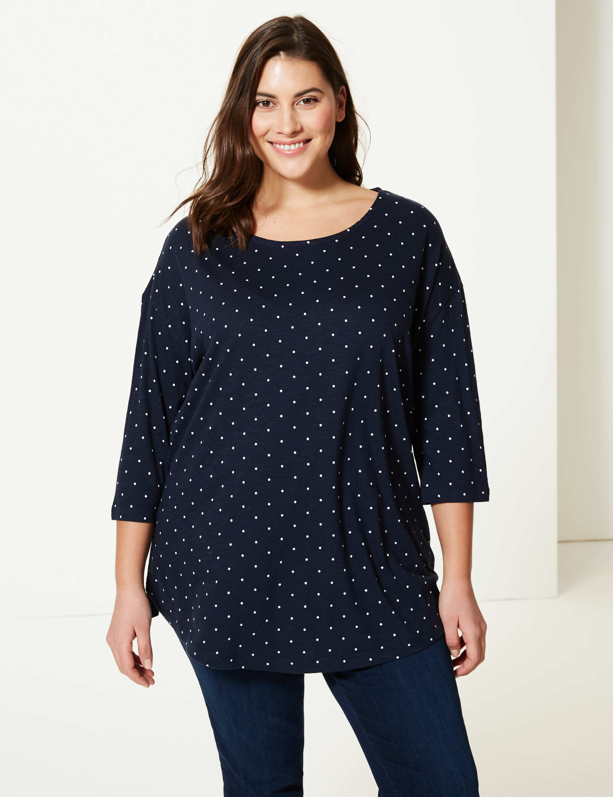 CURVE Polka Dot 3/4 Sleeve T-Shirt 3 of 4