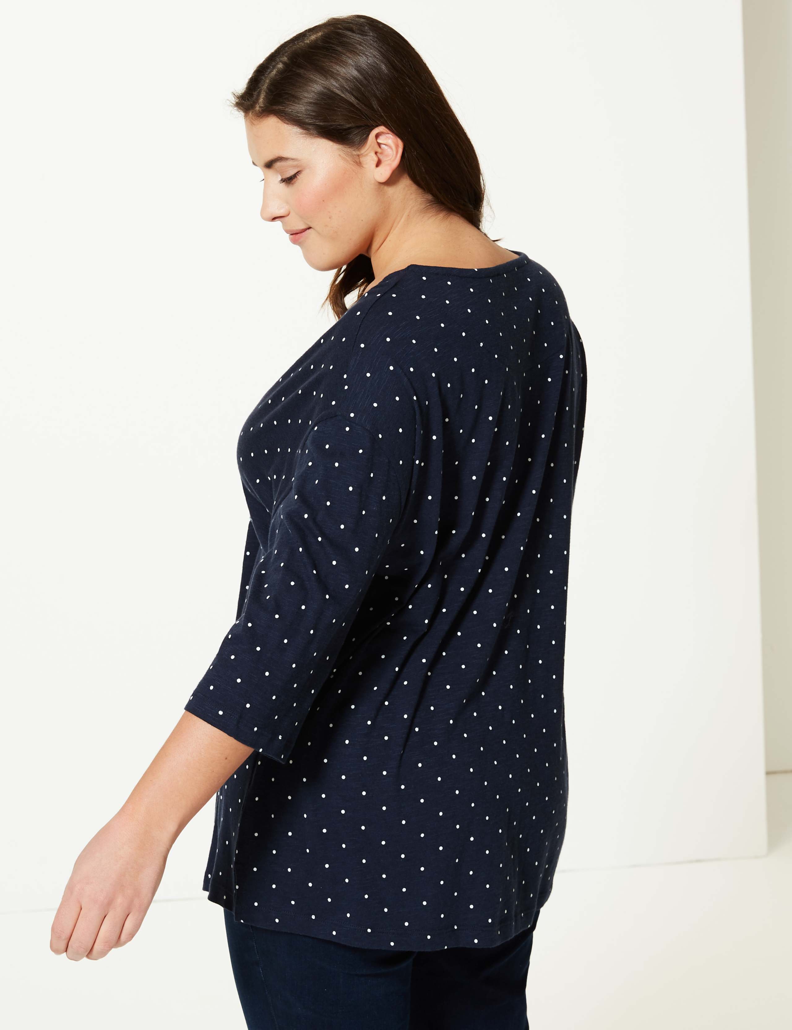 CURVE Polka Dot 3/4 Sleeve T-Shirt 4 of 4