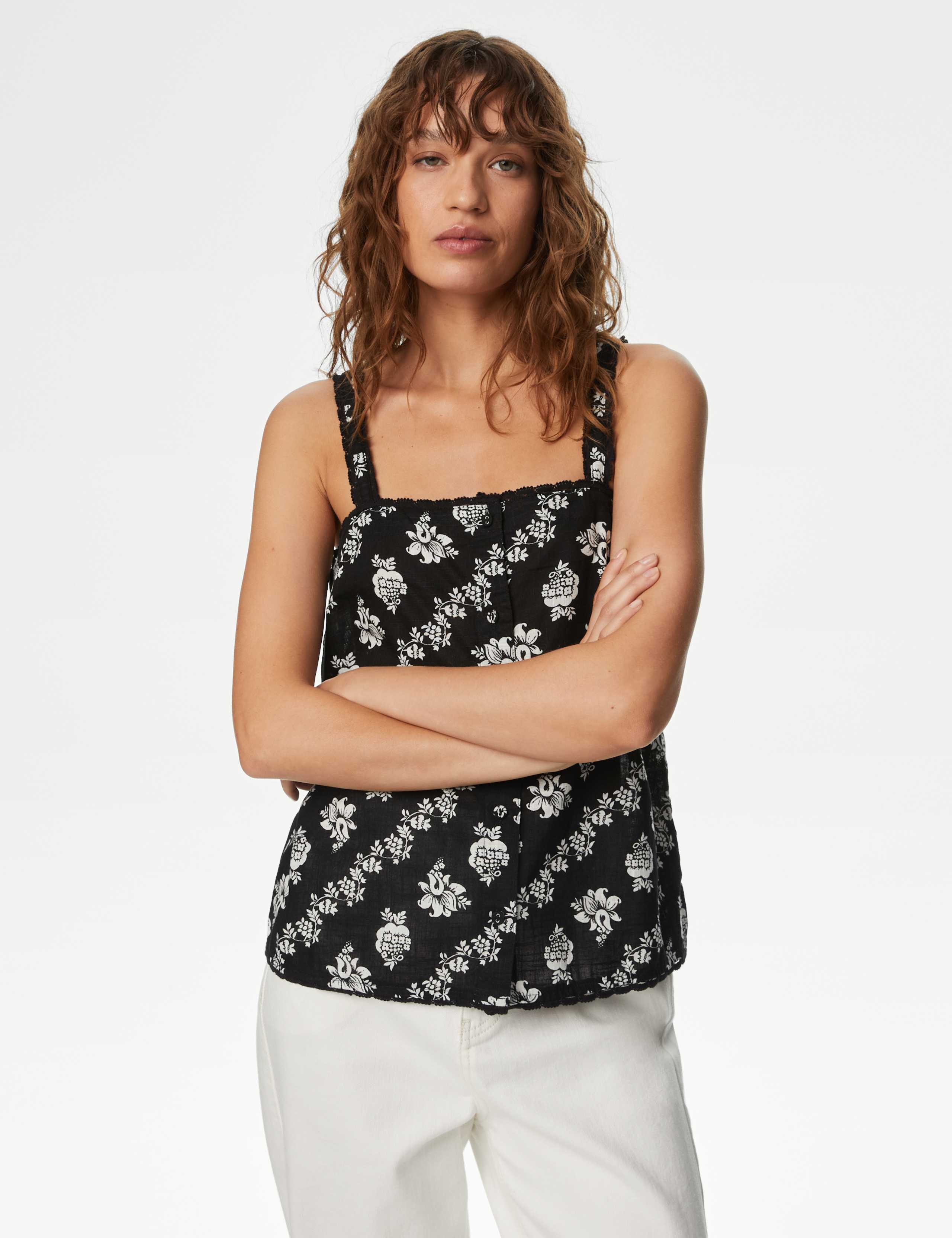 Pure Cotton Floral Lace Square Neck Vest Top 4 of 5