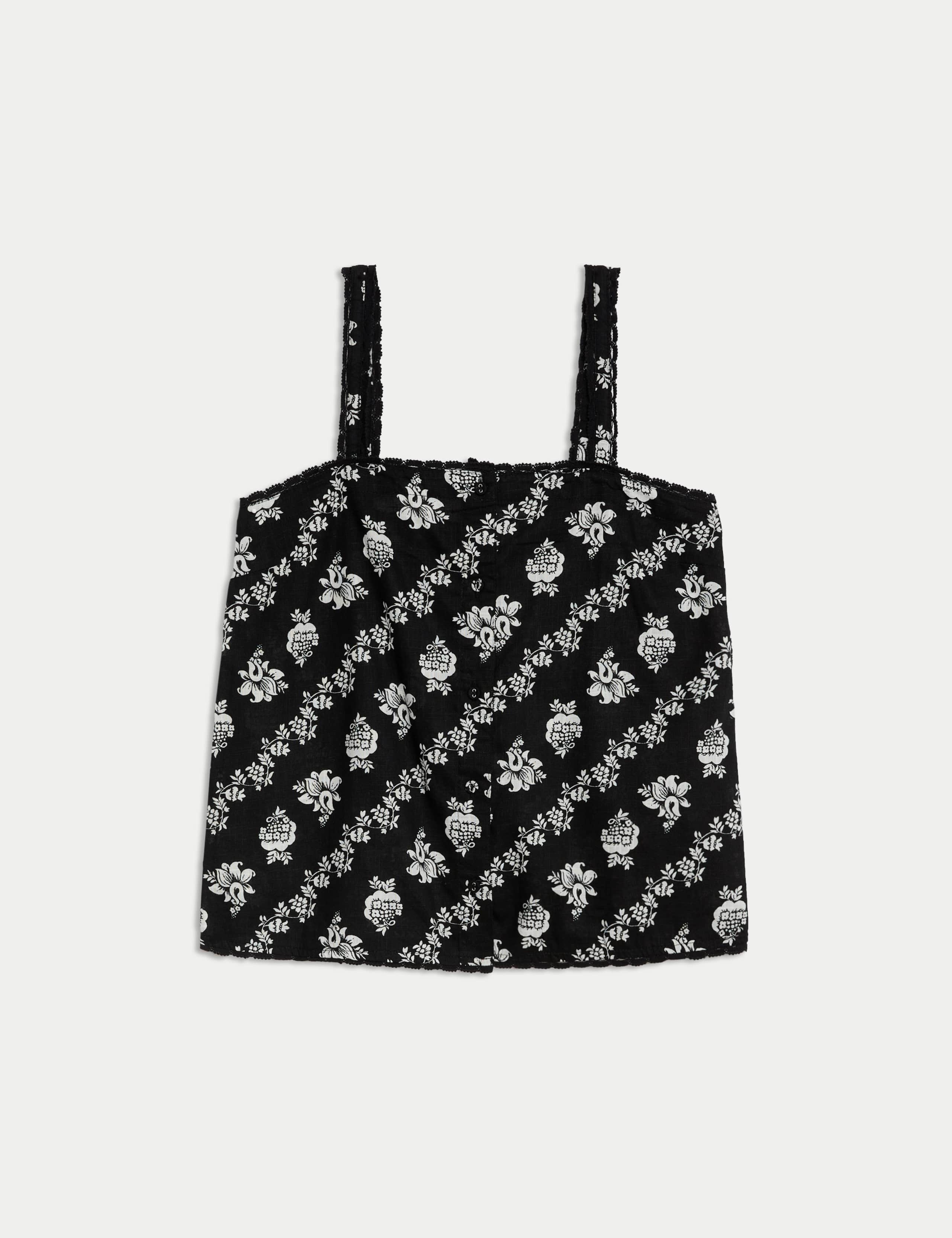 Pure Cotton Floral Lace Square Neck Vest Top 2 of 5