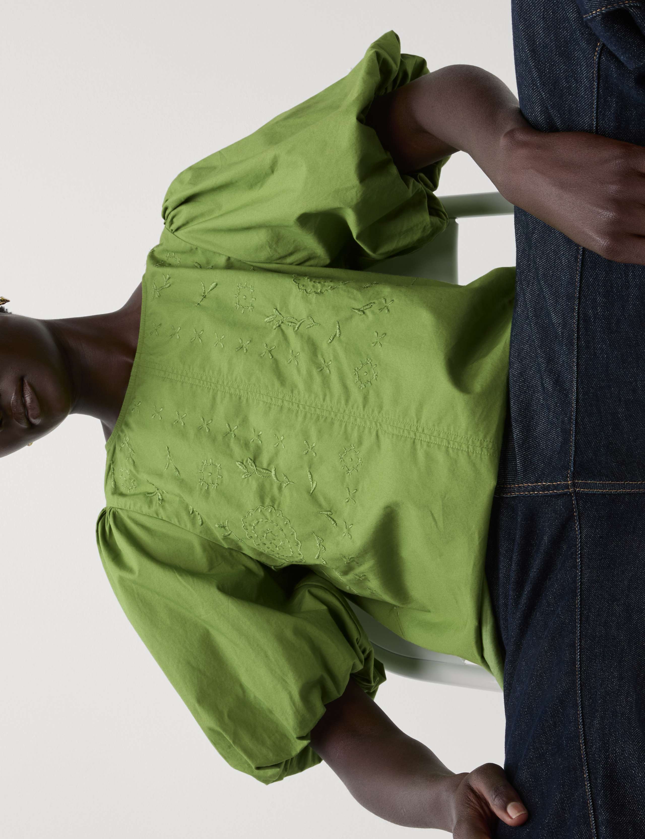 Pure Cotton Embroidered Puff Sleeve Blouse 4 of 6