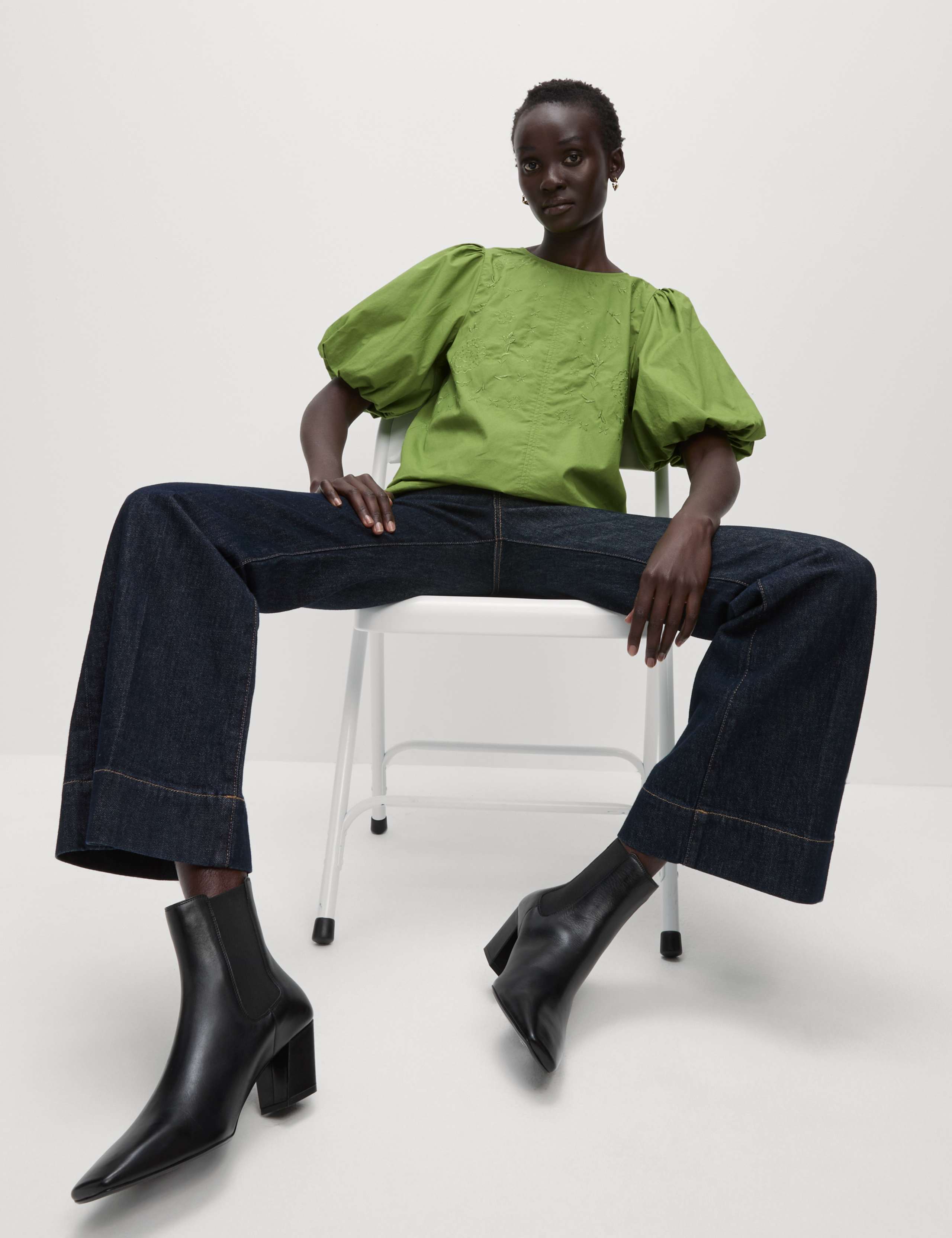 Pure Cotton Embroidered Puff Sleeve Blouse 5 of 6