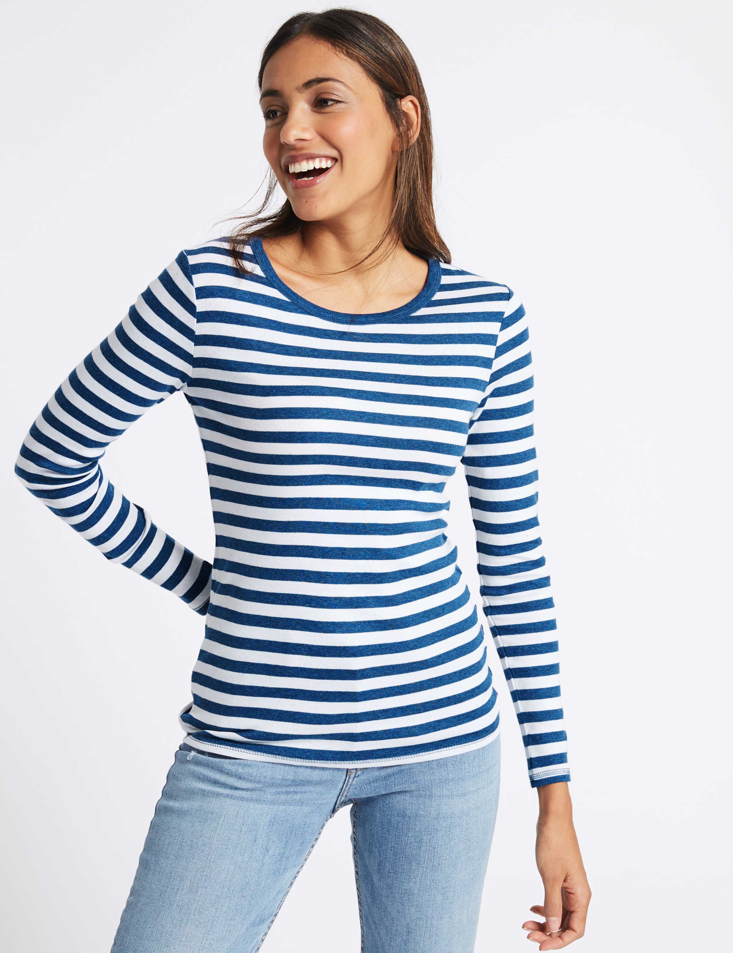 Pure Cotton Striped Long Sleeve T-Shirt 1 of 4