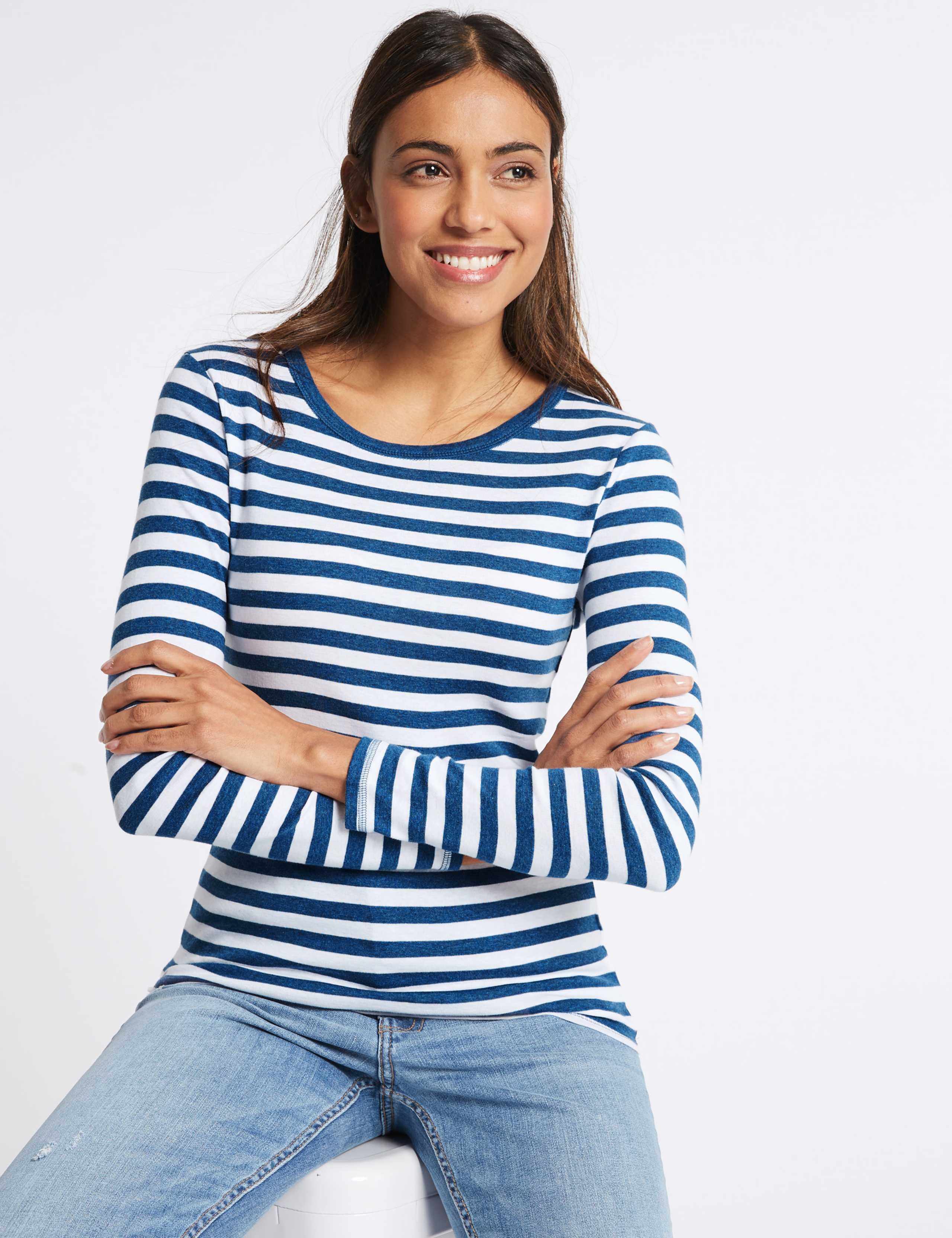 Pure Cotton Striped Long Sleeve T-Shirt 2 of 4