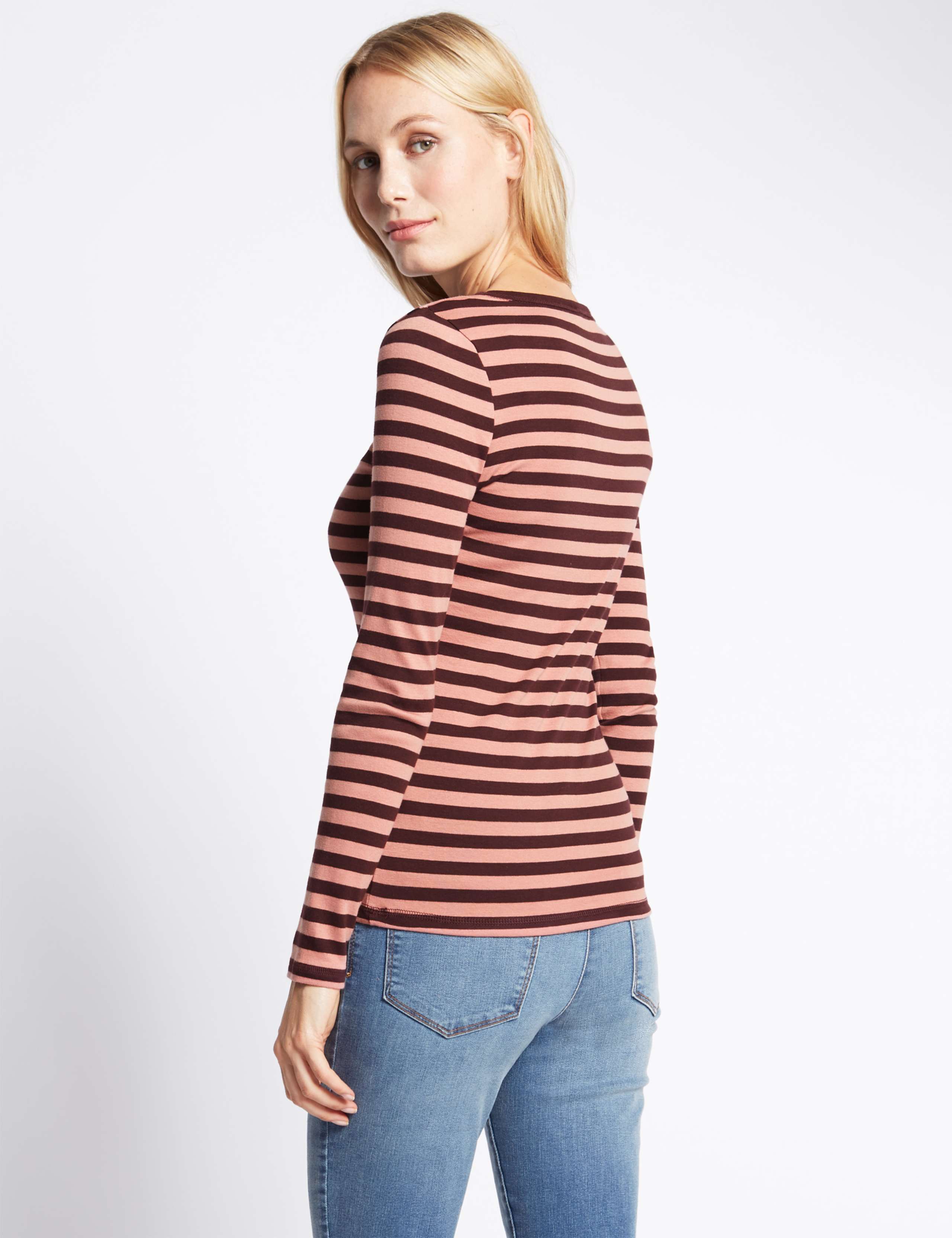 Pure Cotton Striped Crew Neck T-Shirt 3 of 4