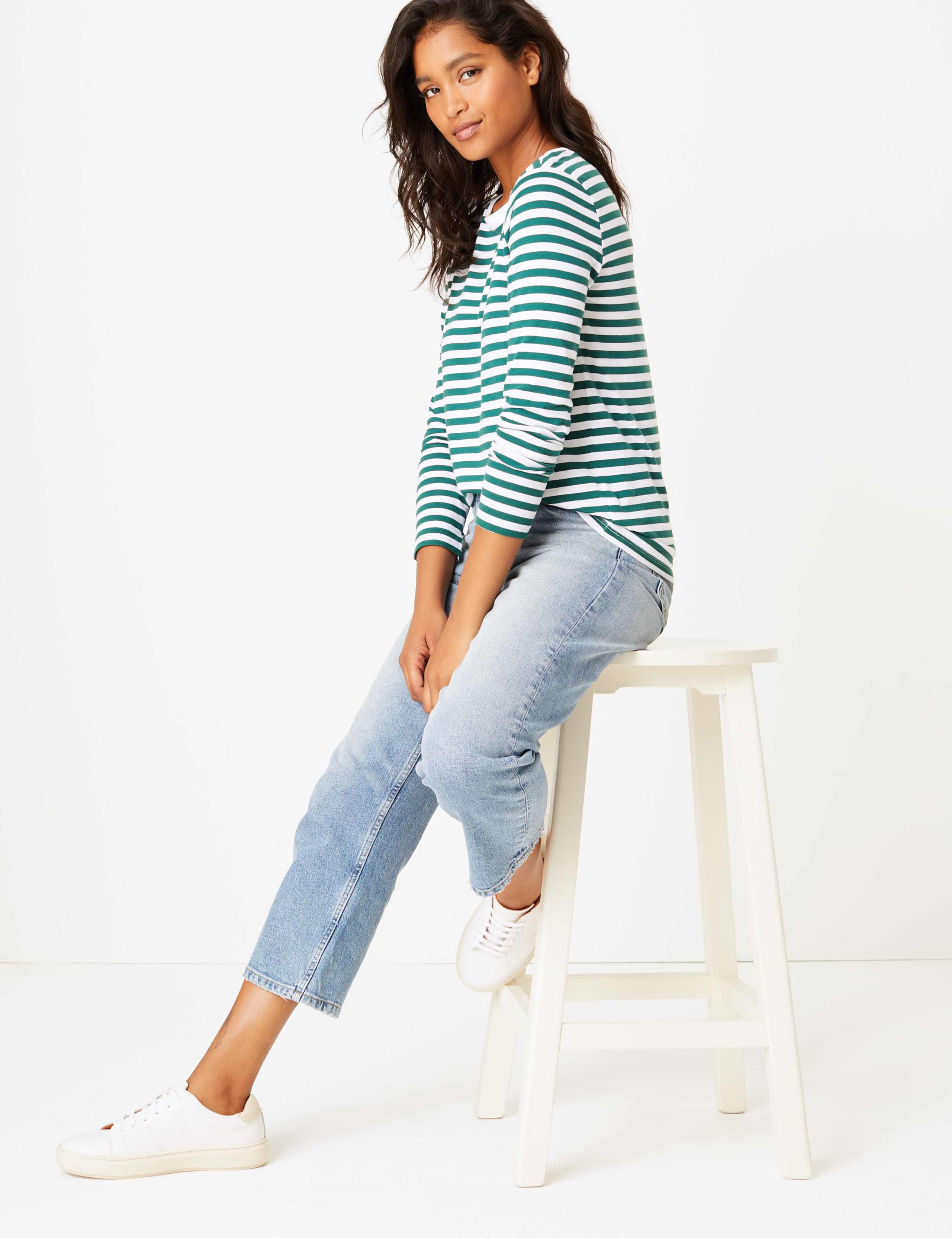 Pure Cotton Striped Straight Fit T-Shirt 1 of 4