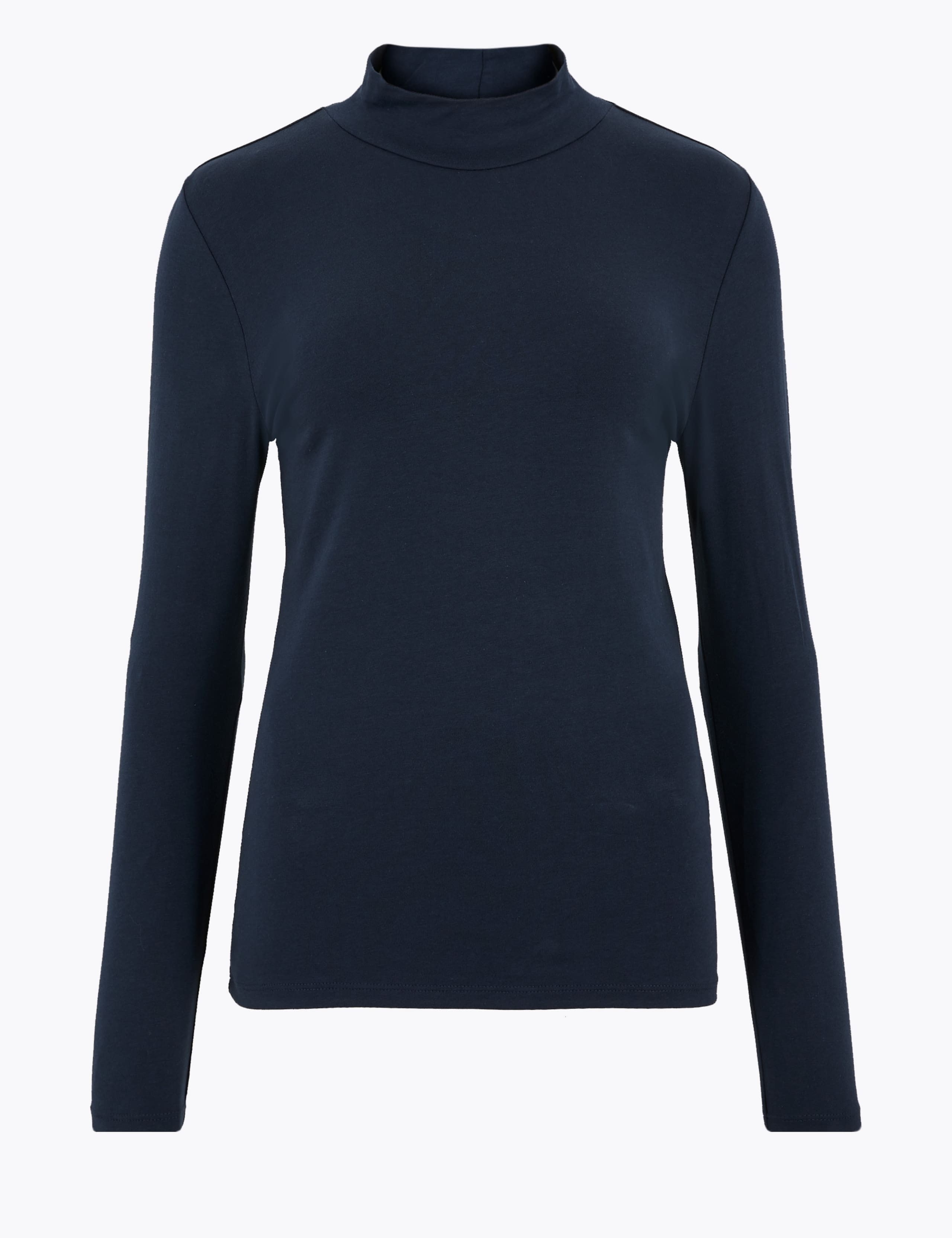 Cotton Rich Funnel Neck Fitted Top 2 of 5