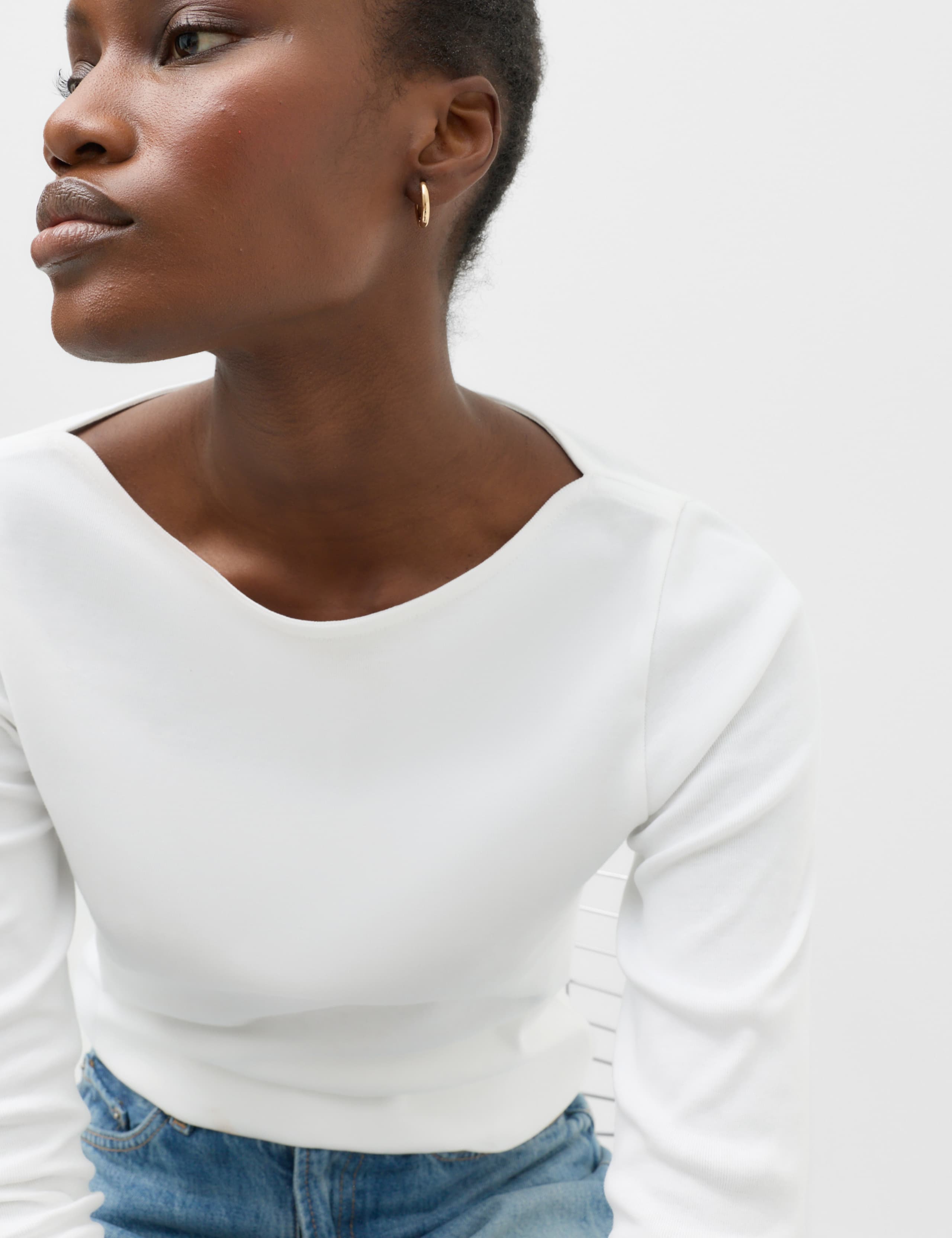 Pure Cotton Slash Neck T-Shirt 5 of 5