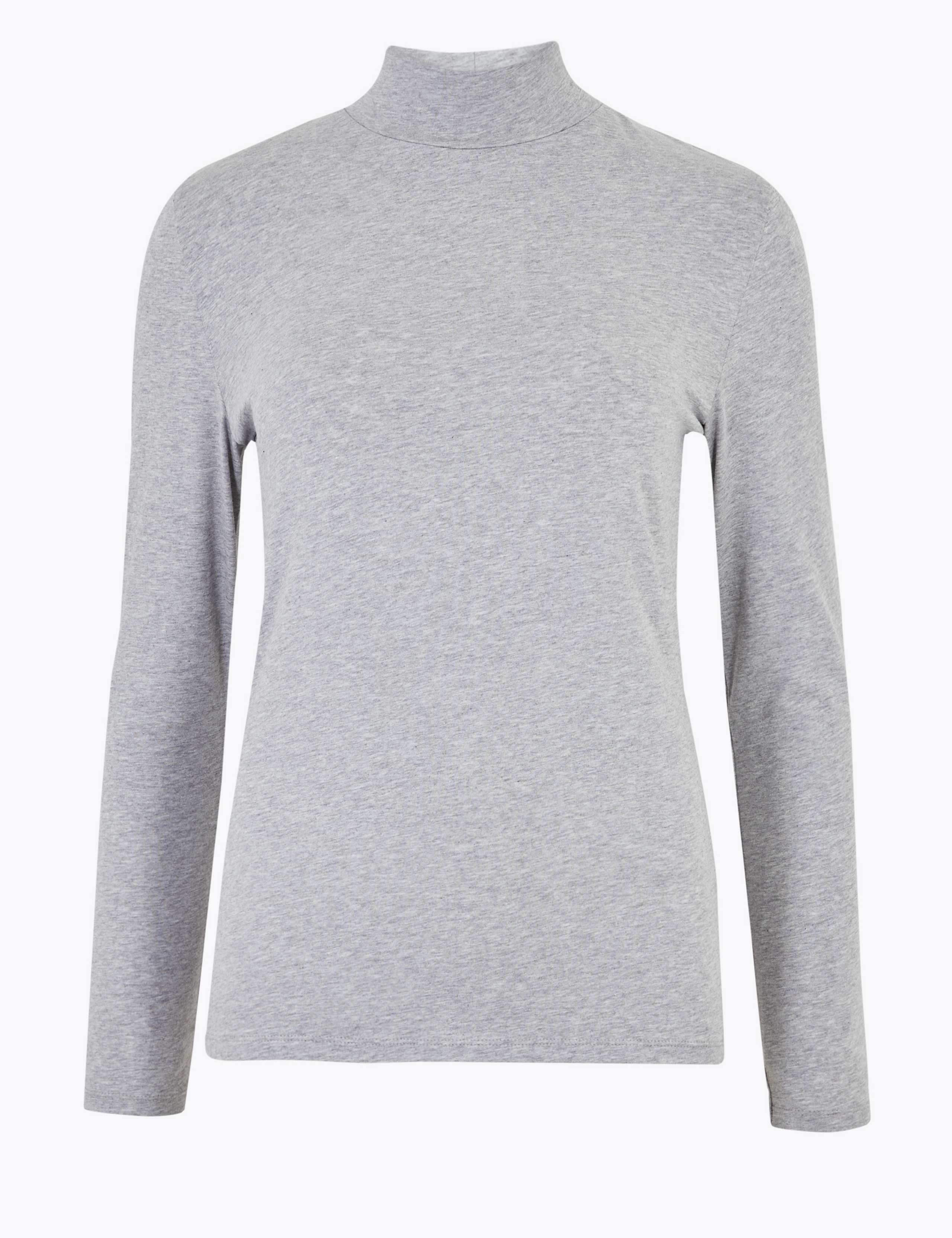 Cotton Funnel Neck Fitted Long Sleeve Top 2 of 4