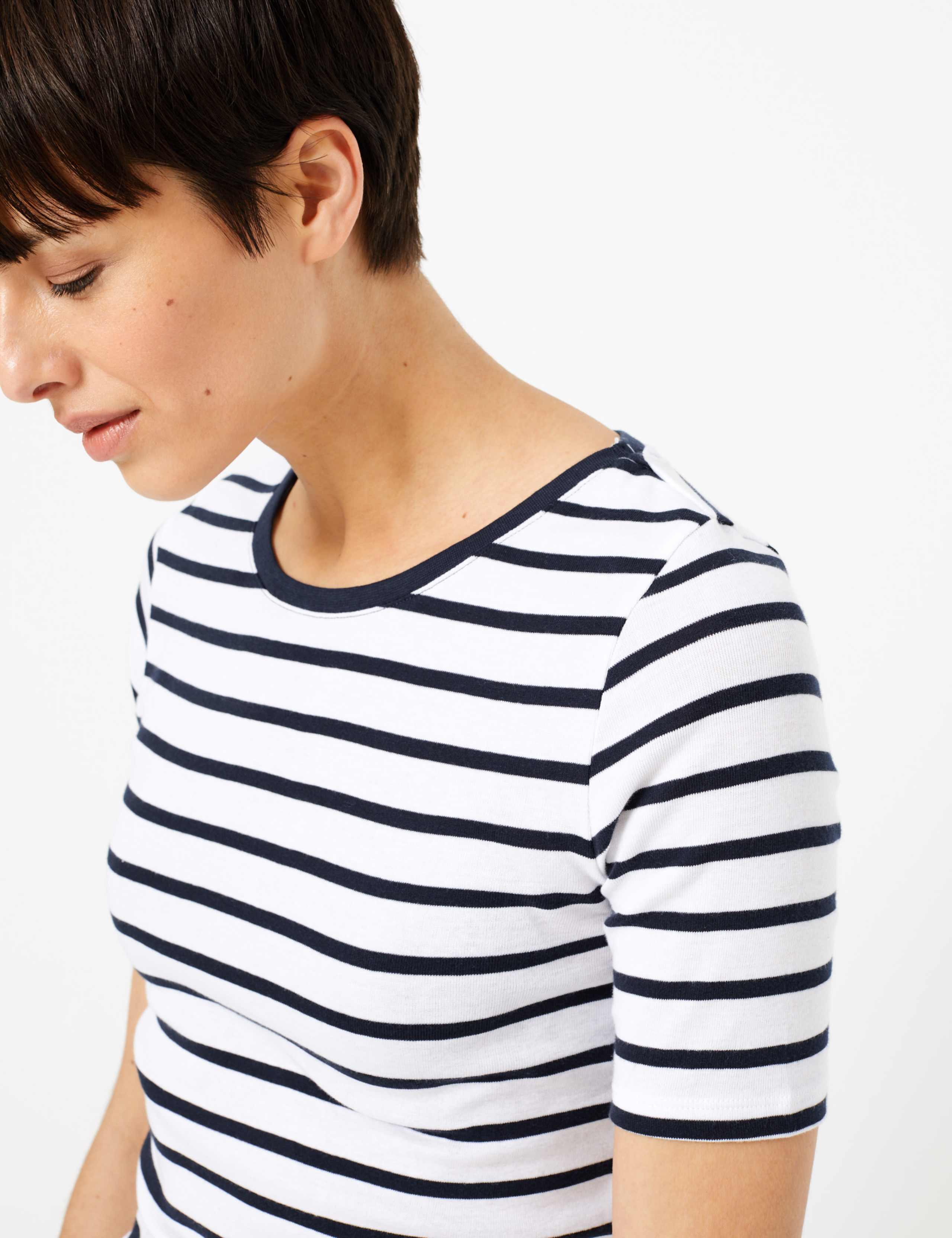 Pure Cotton Striped Regular Fit T-Shirt 5 of 5