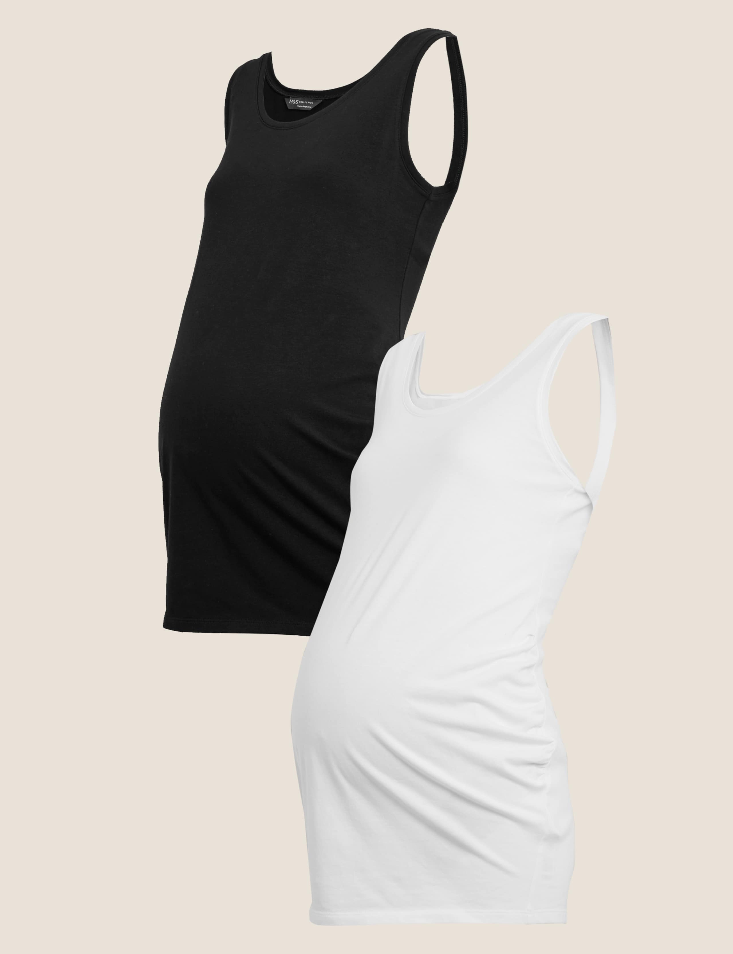 Maternity 2 Pack Cotton Fitted Vest Tops 2 of 5