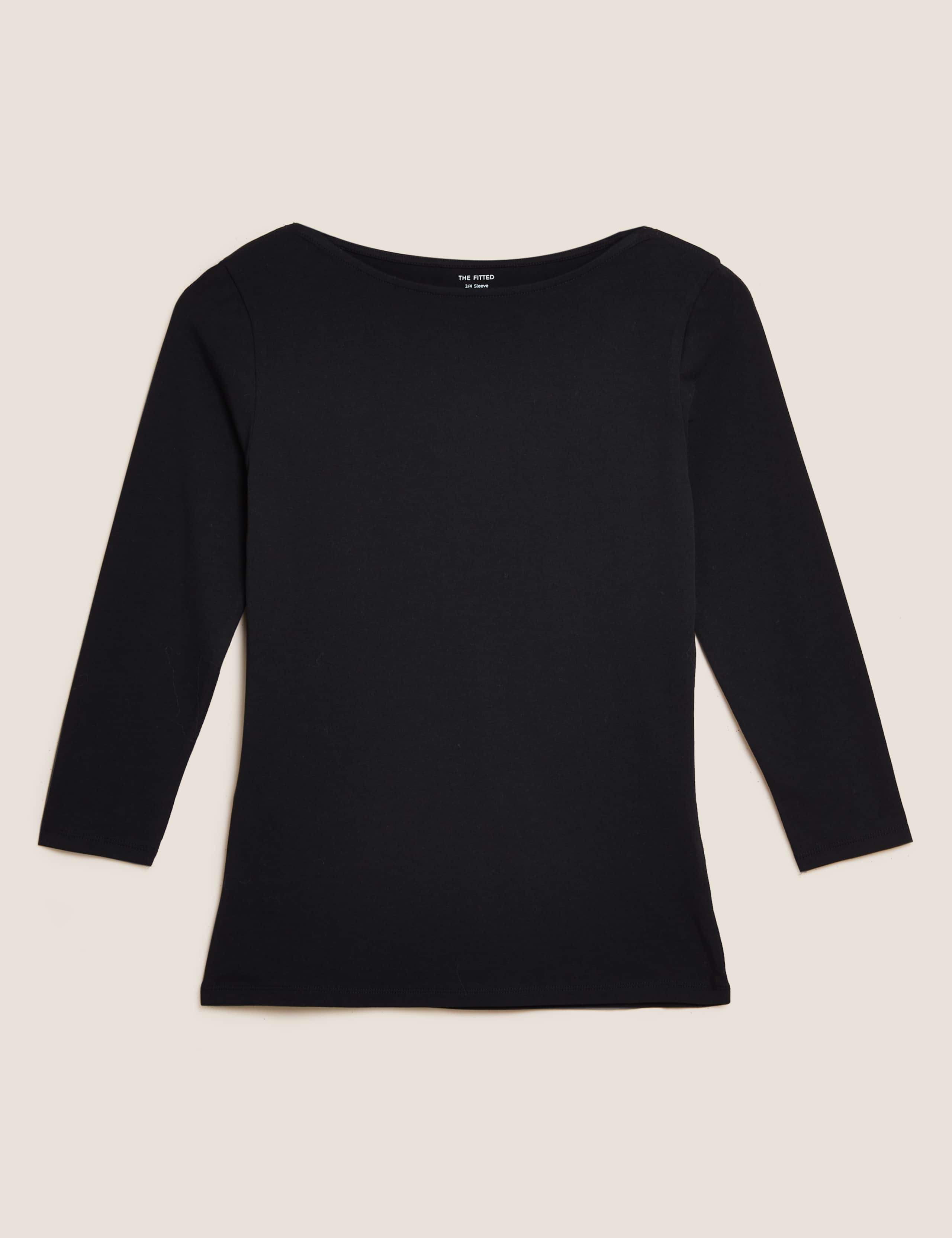 Cotton Rich Slim fit 3/4 Sleeve Top 2 of 5