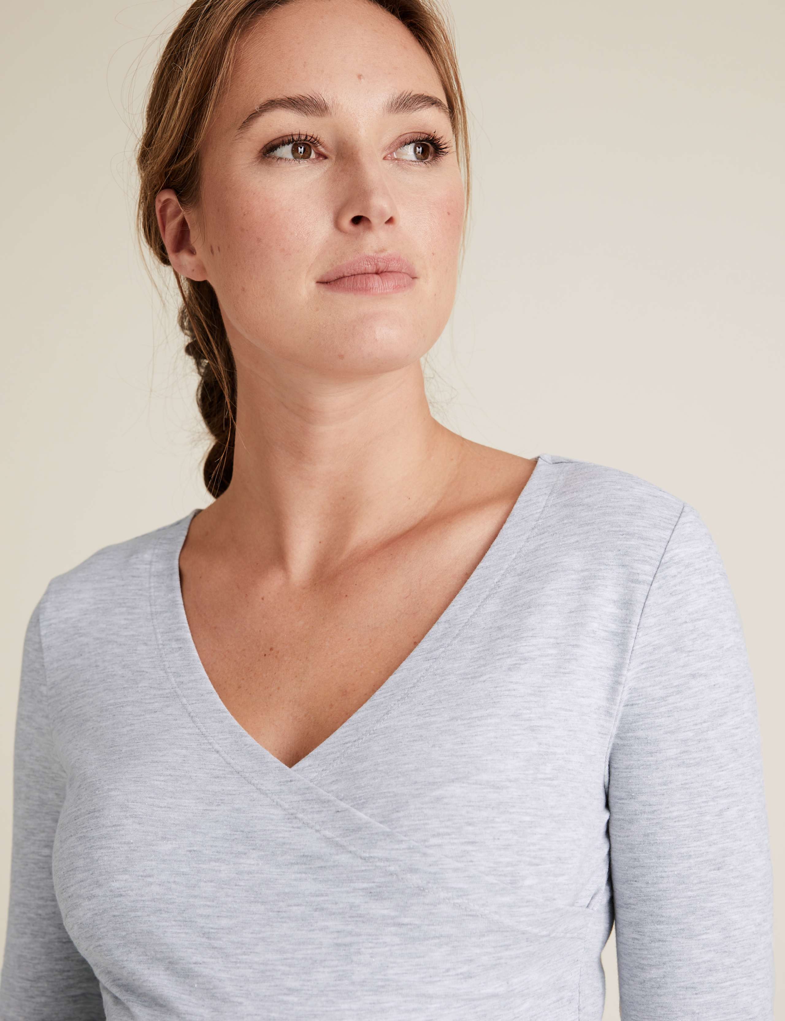 Maternity Cotton Fitted Nursing Top 3 of 5