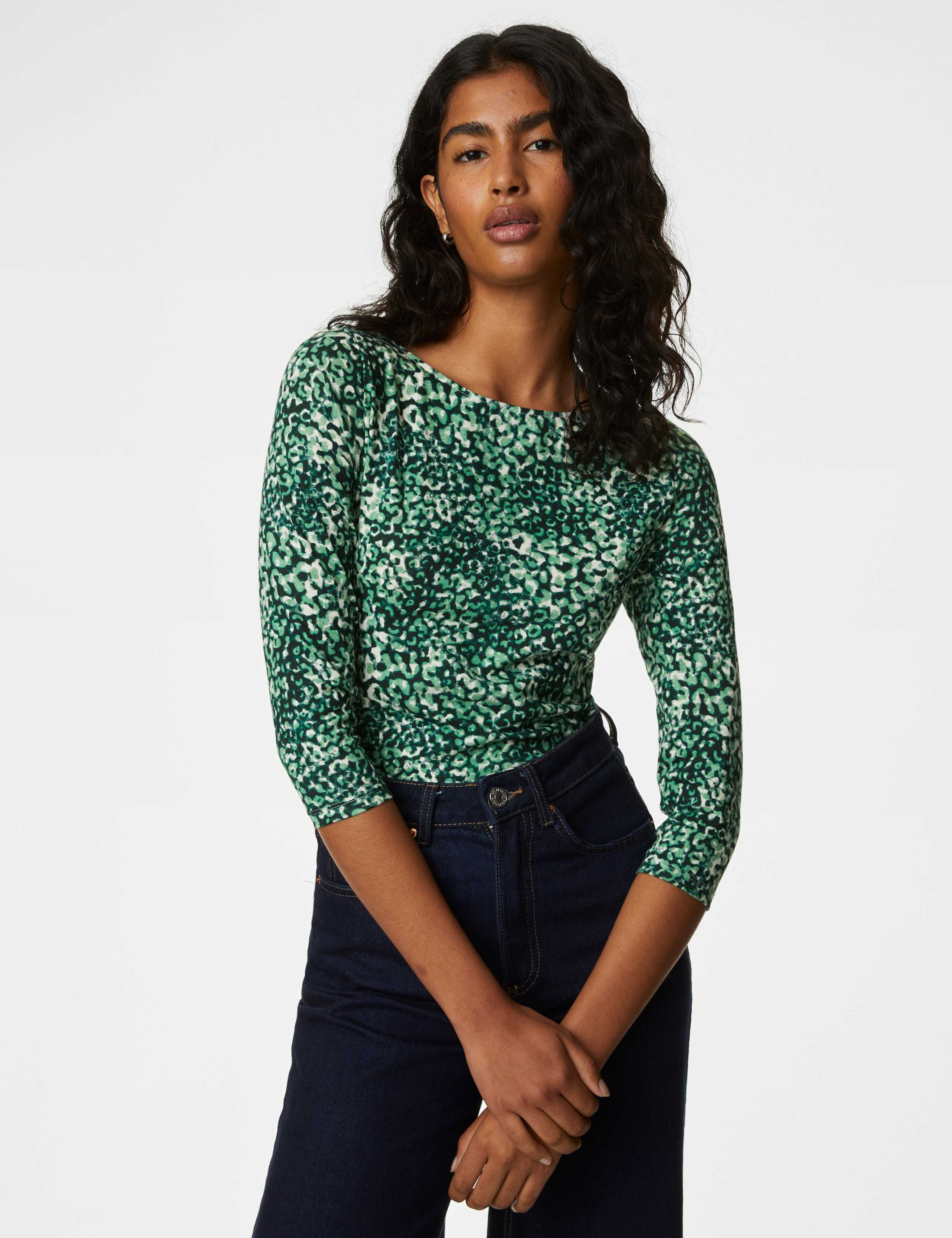 Cotton Rich Printed Slim Fit Top 4 of 5