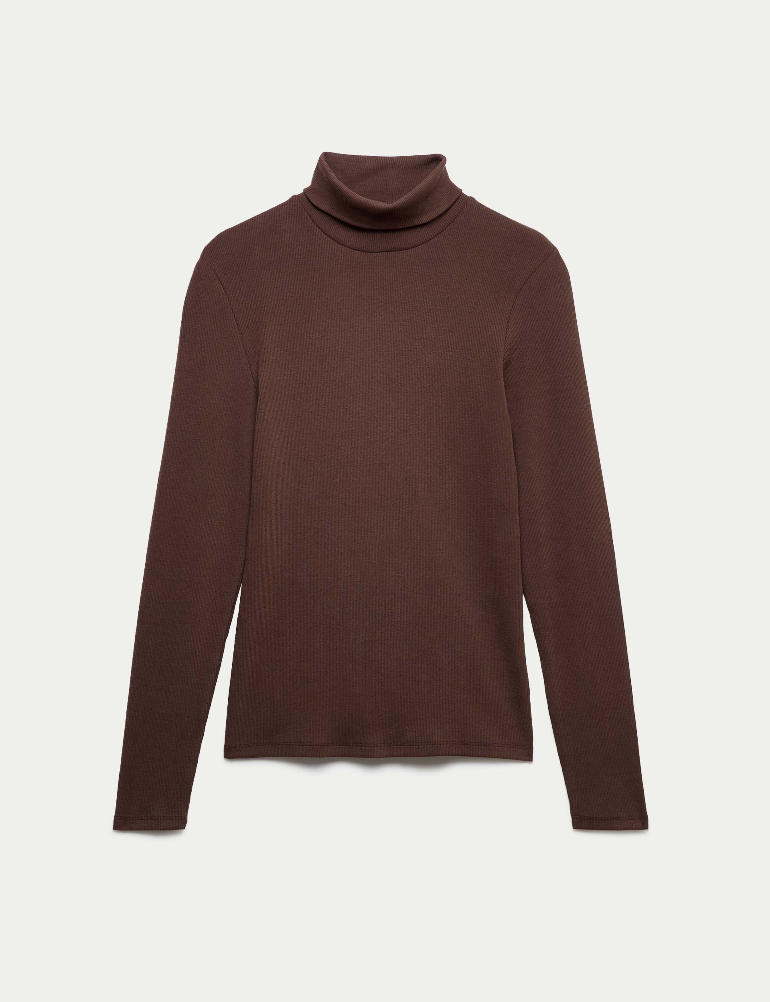 Cotton Rich Ribbed Funnel Neck Top 2 of 5
