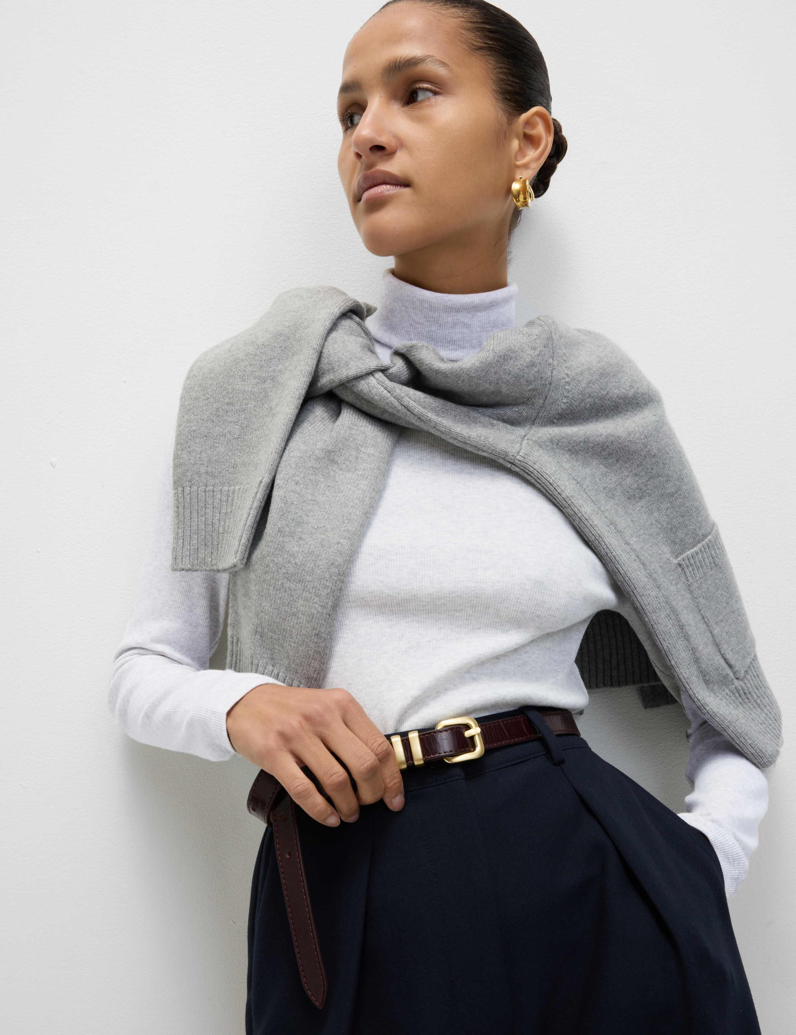 Cotton Rich Ribbed Funnel Neck Top 4 of 6