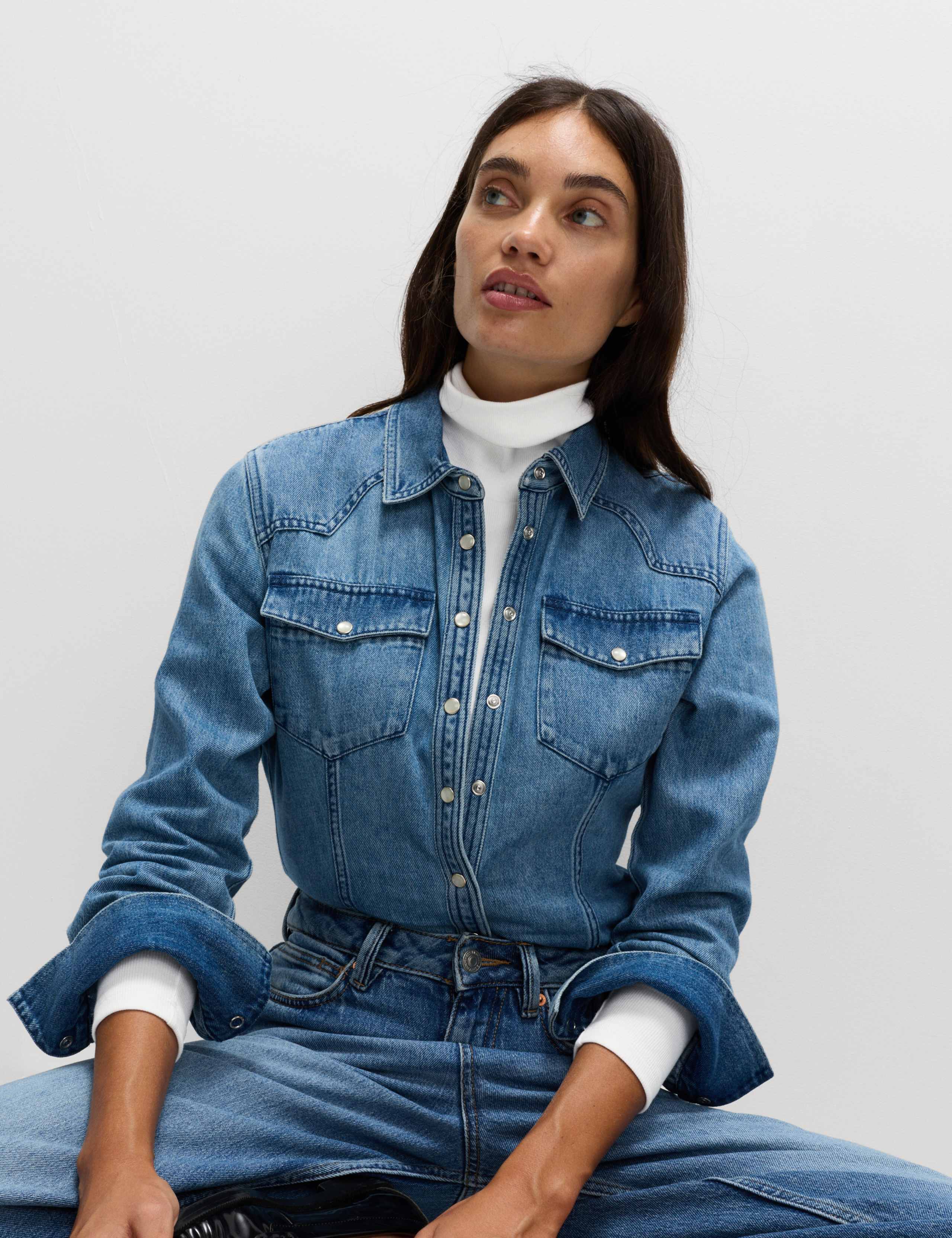 Cotton Rich Ribbed Funnel Neck Top 3 of 5