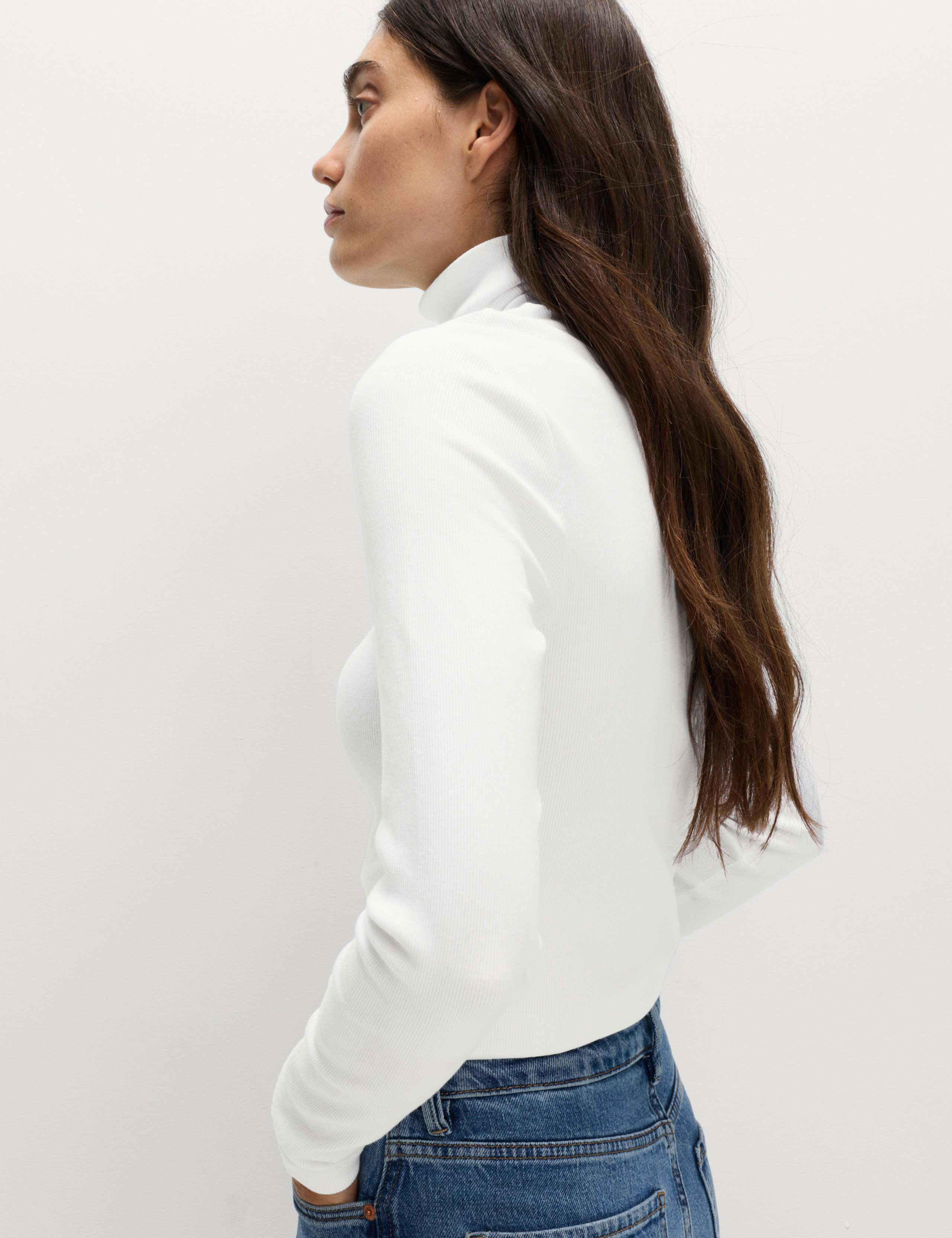 Cotton Rich Ribbed Funnel Neck Top 5 of 5