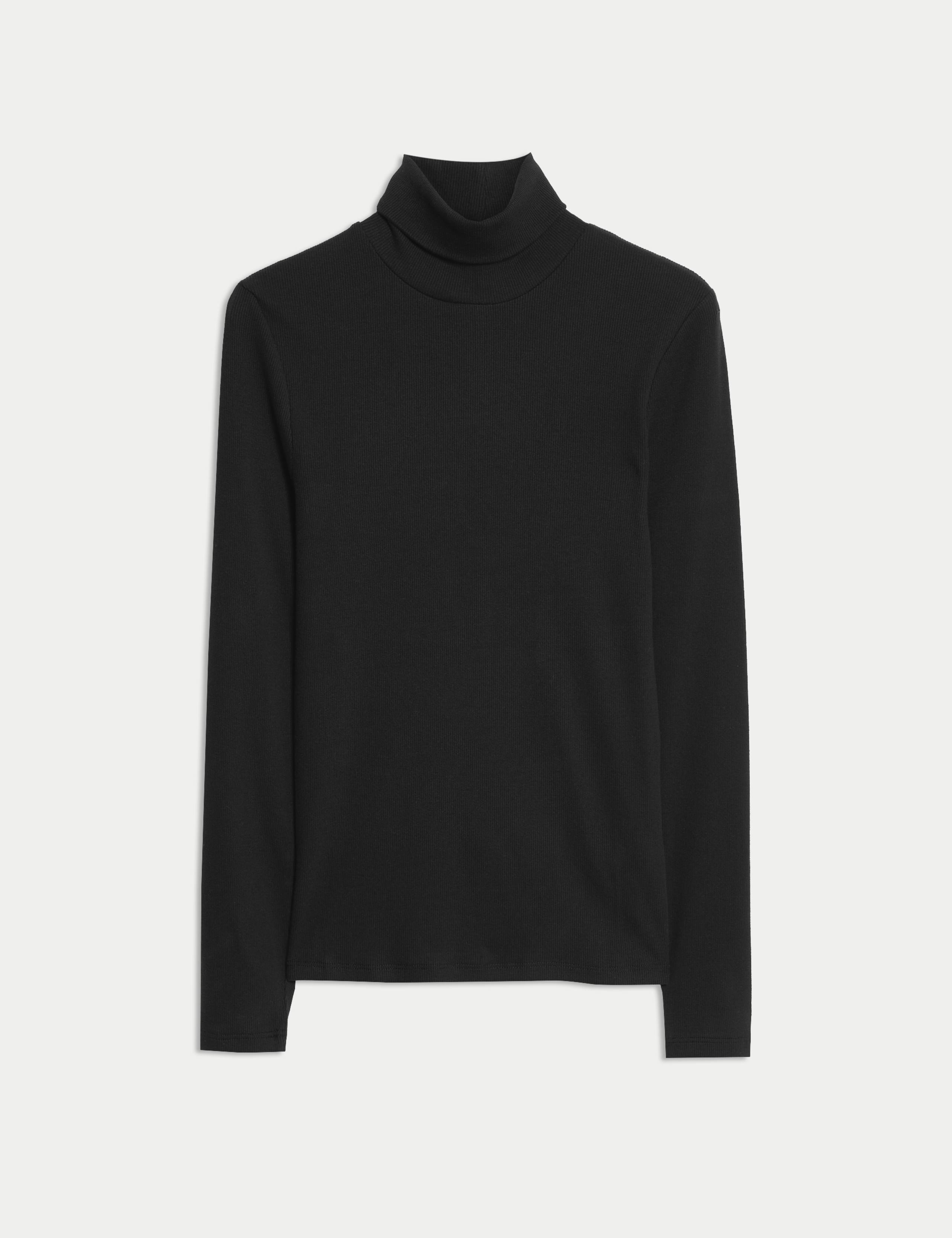Cotton Rich Ribbed Funnel Neck Top 2 of 5