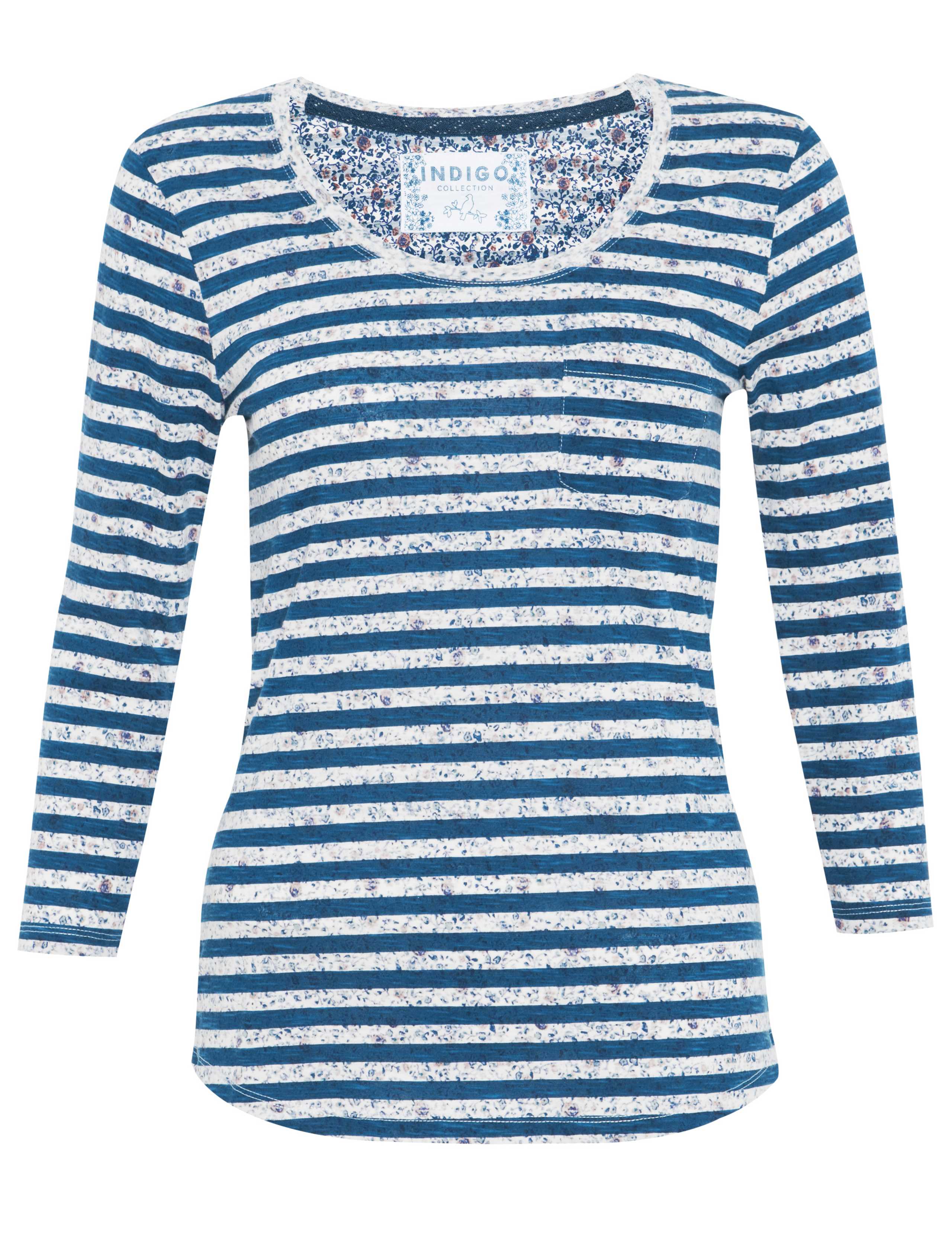 Pure Cotton Floral & Striped T-Shirt 3 of 4