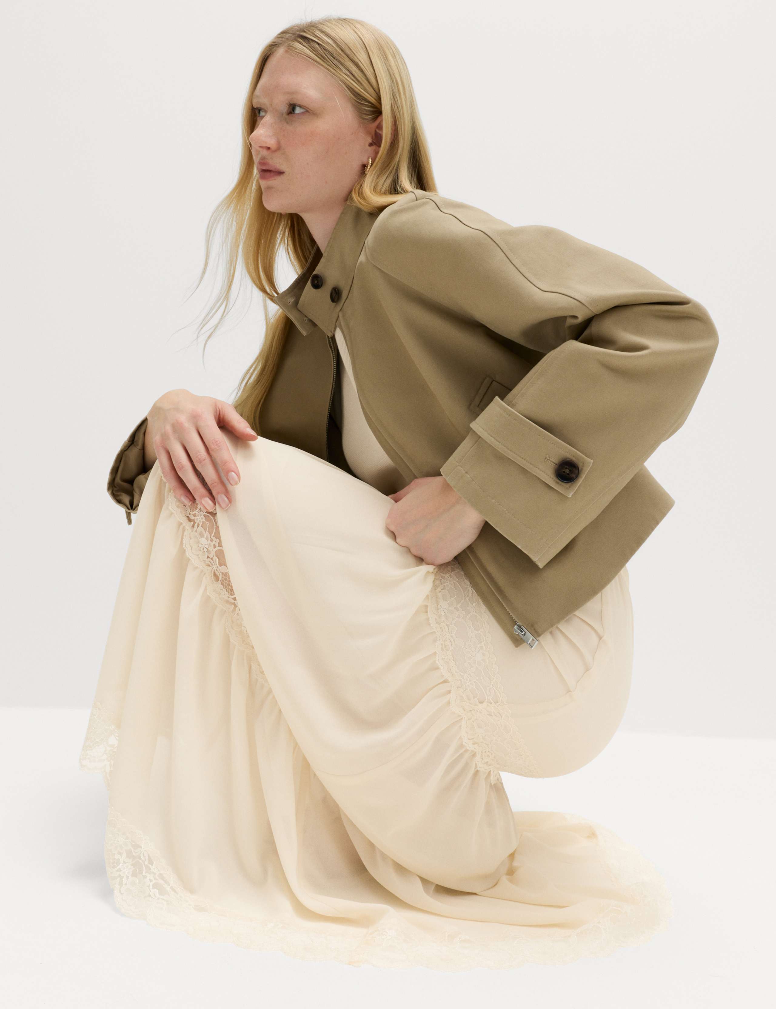 Lace Insert Midi Tiered Skirt 5 of 5