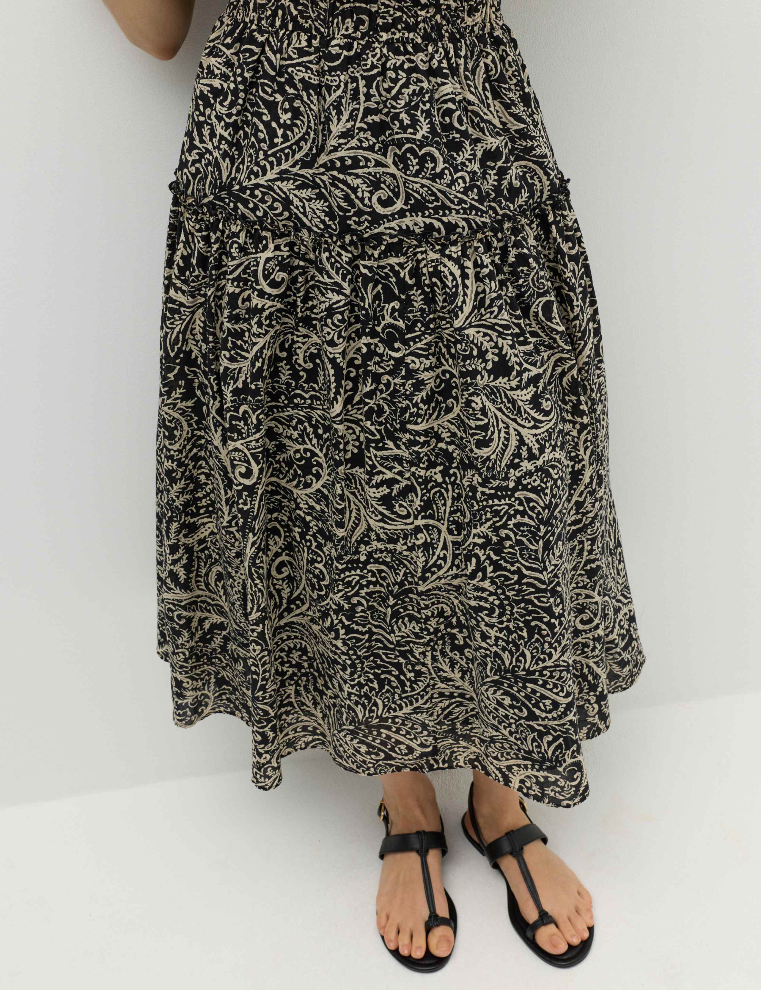 Pure Cotton Printed Midi Waisted Dress 4 of 7