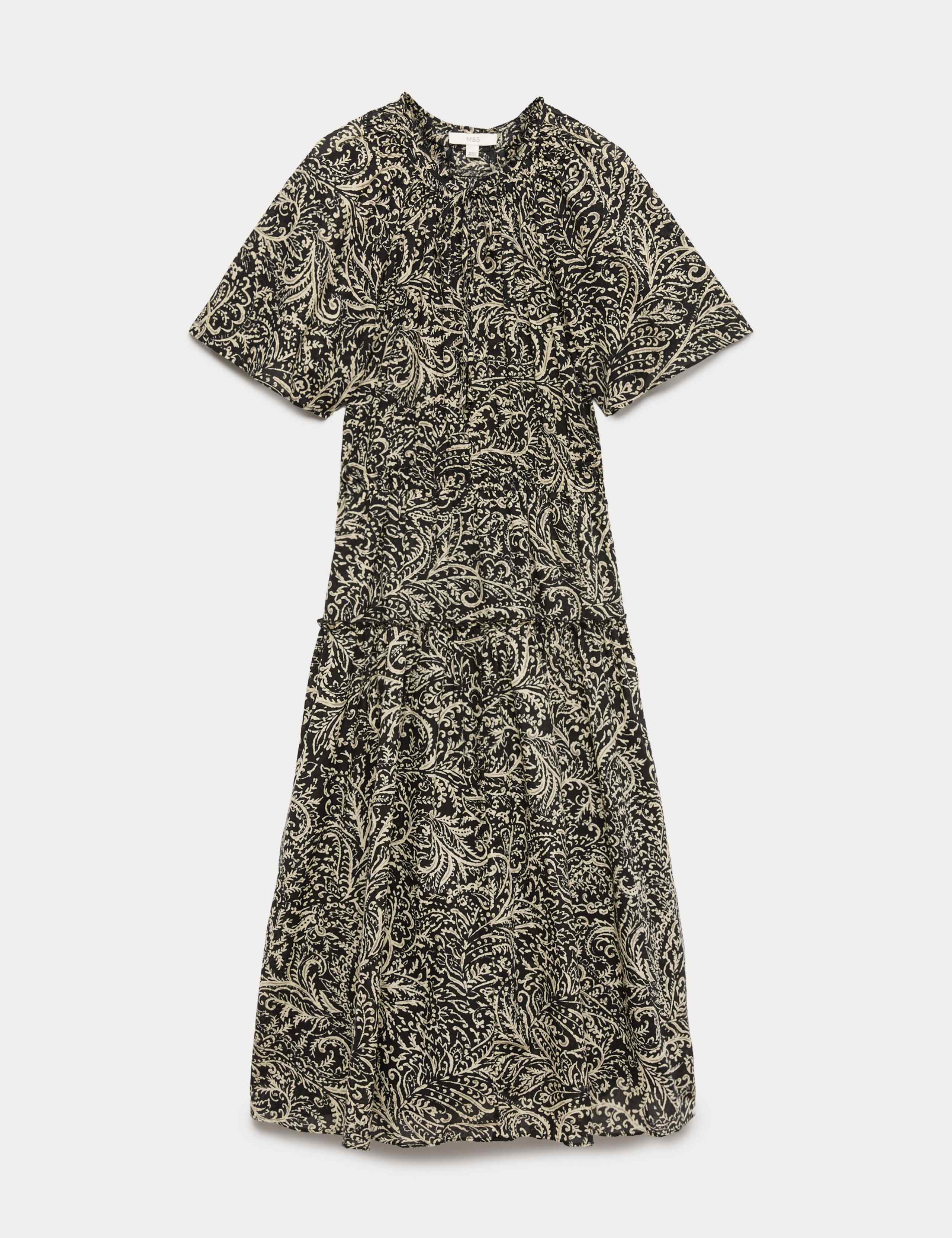 Pure Cotton Printed Midi Waisted Dress 1 of 1