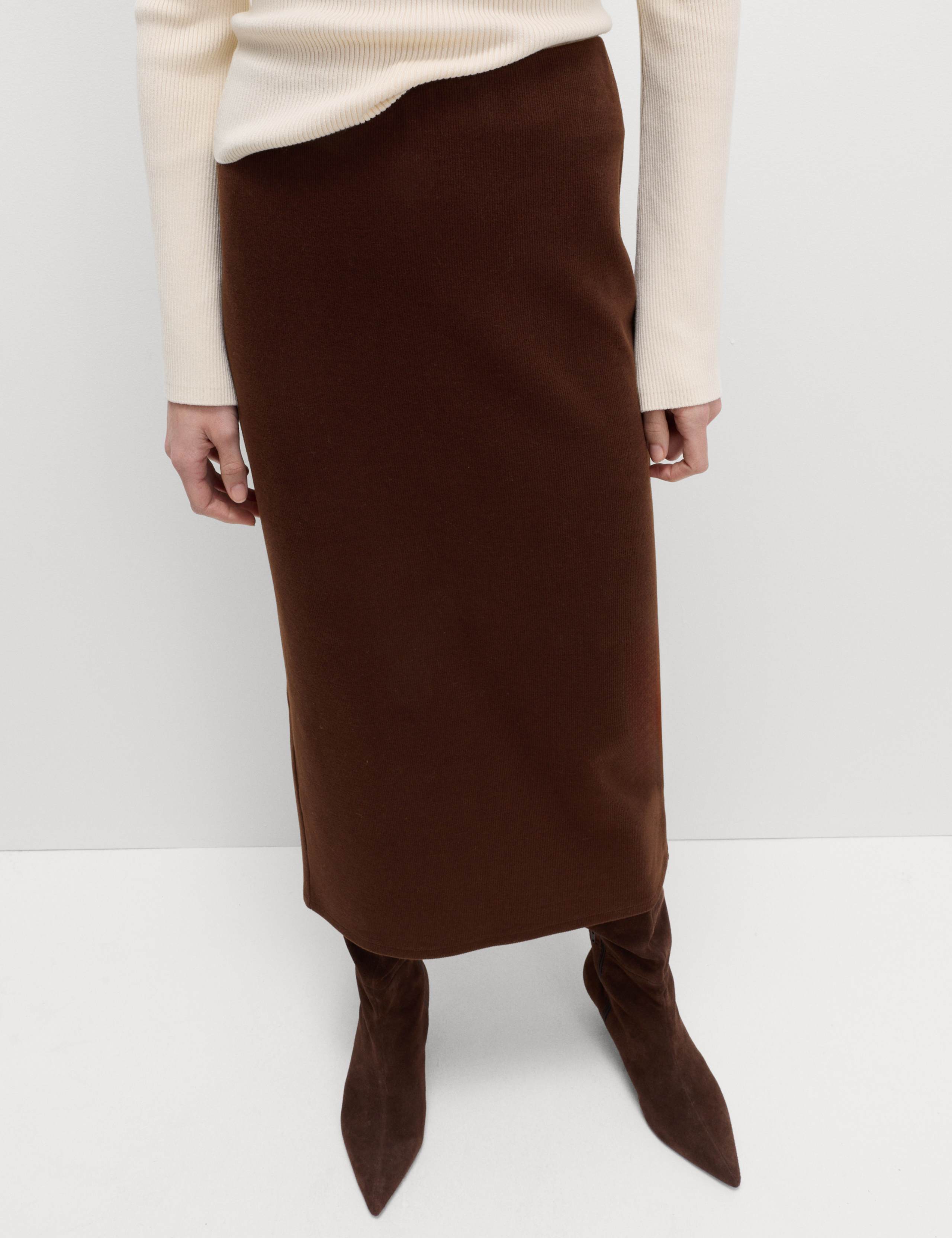 Cotton Blend Cosy Midi Pencil Skirt 6 of 6