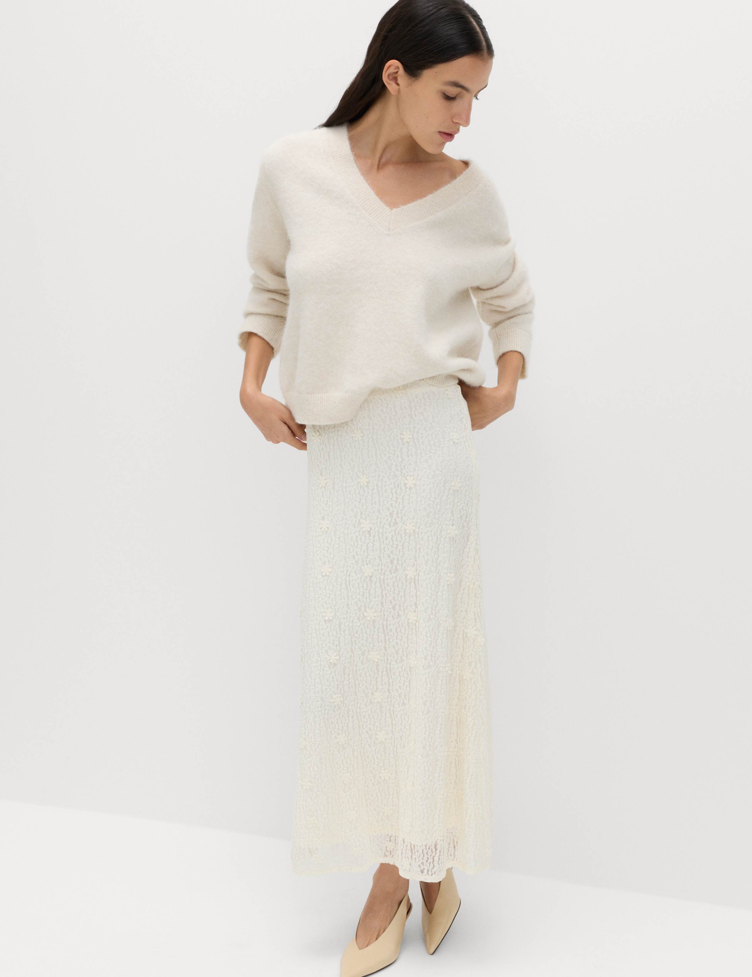Jersey Lace Midi Column Skirt 3 of 5