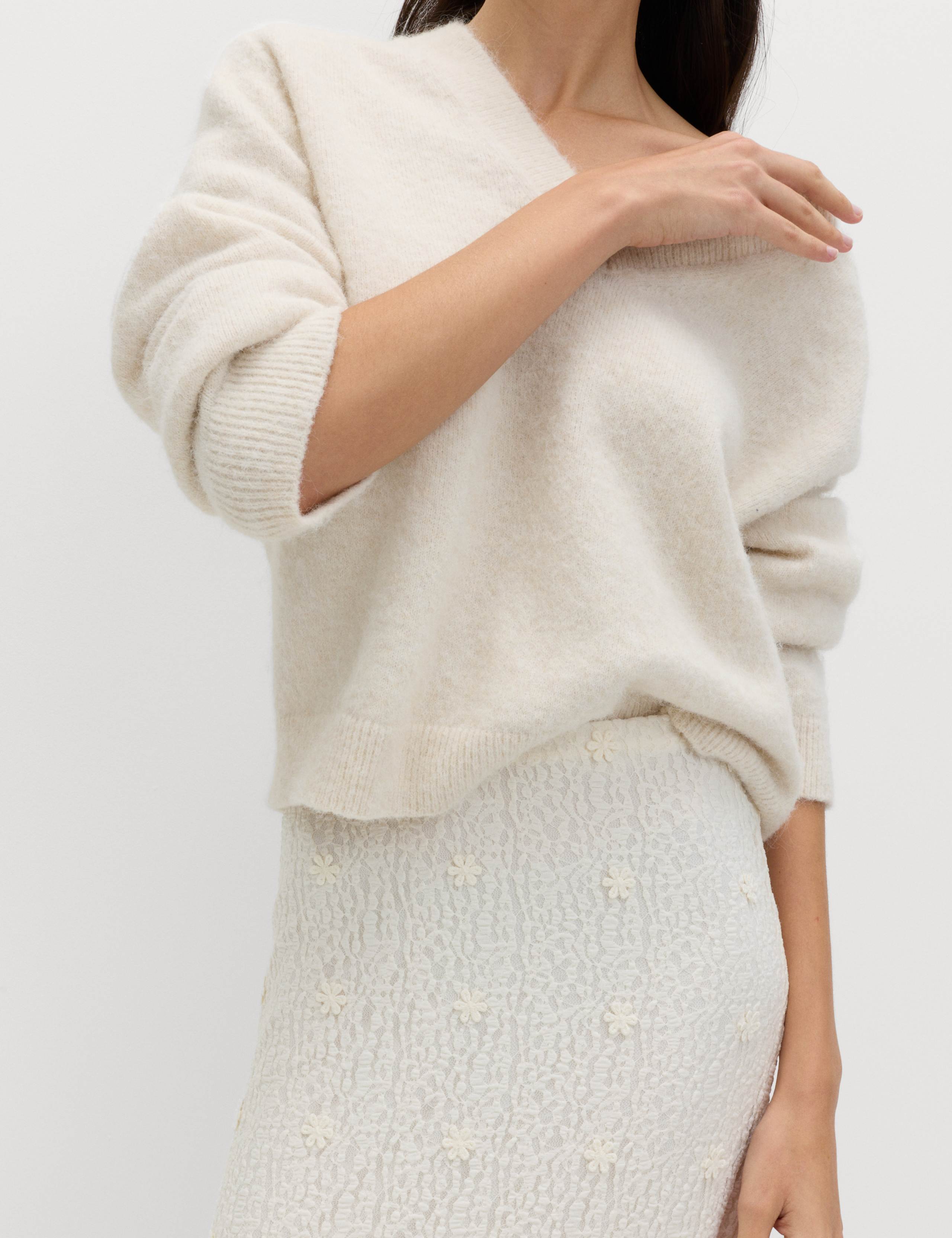 Jersey Lace Midi Column Skirt 4 of 5