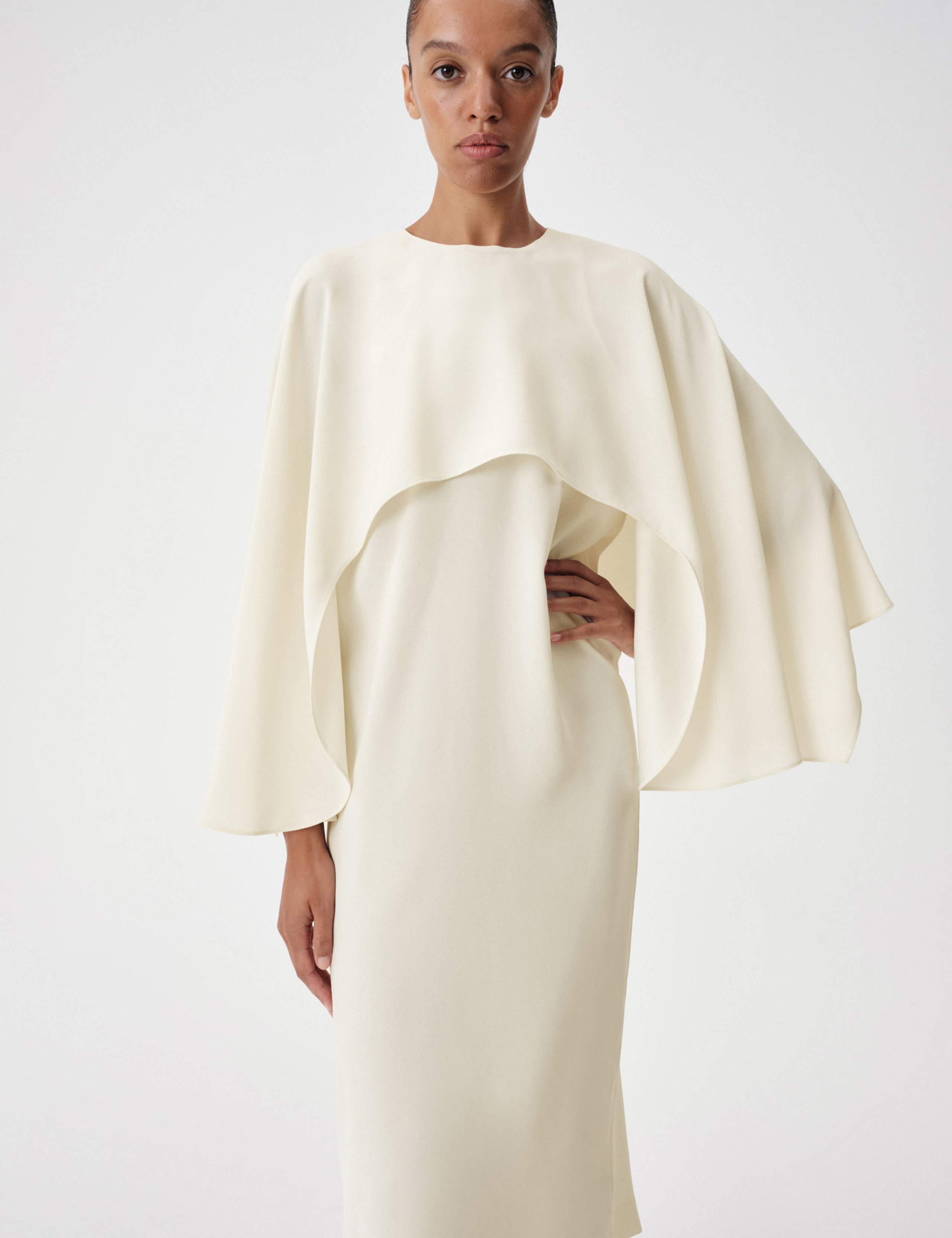 Satin Cape Detail Maxi Dress 4 of 6