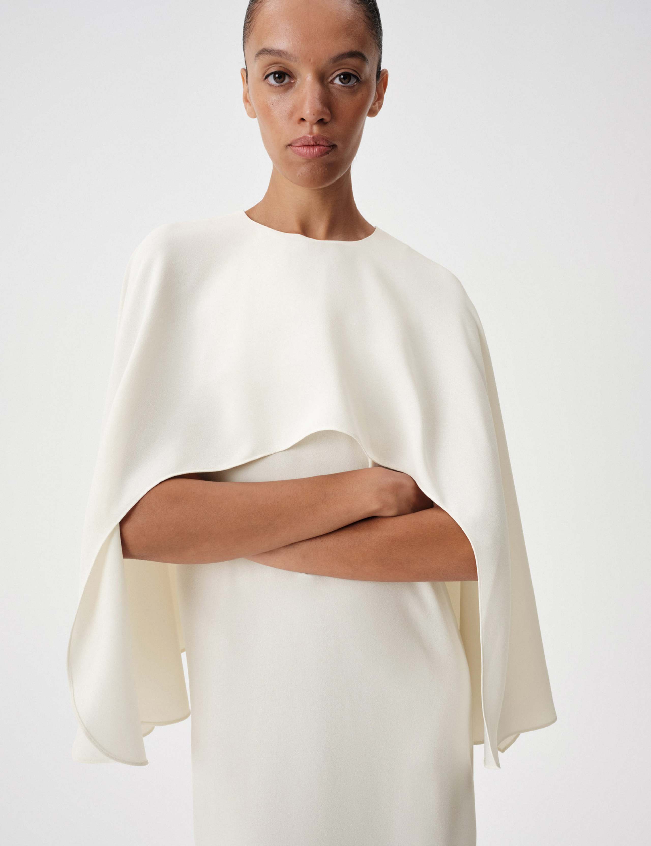 Satin Cape Detail Maxi Dress 5 of 6