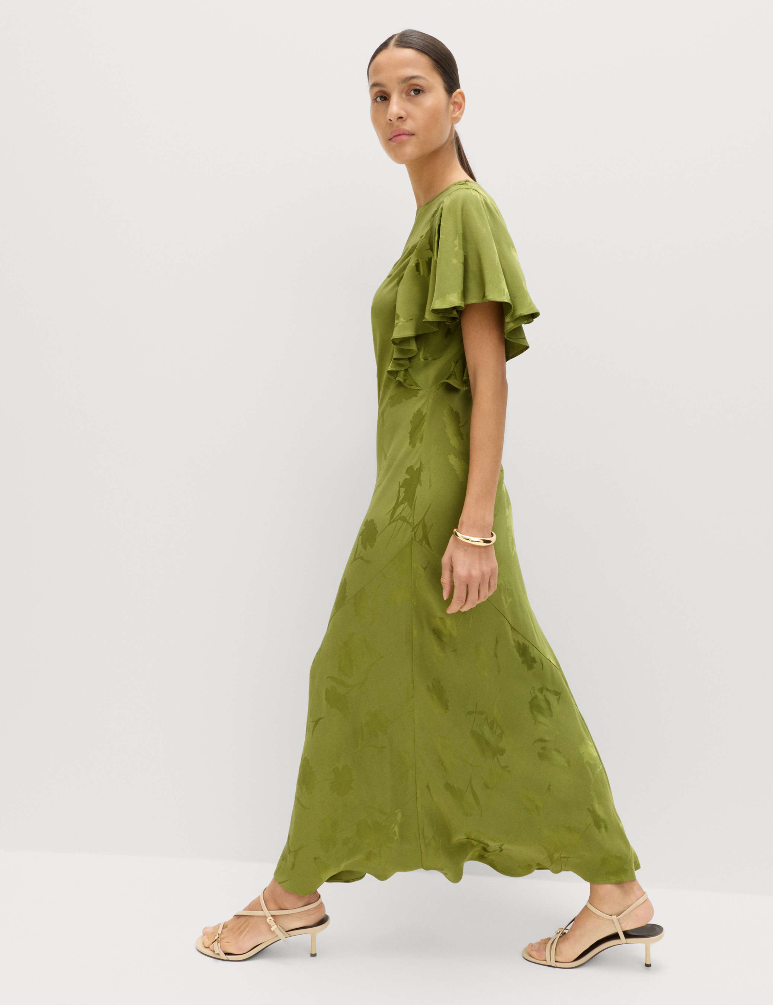 Floral Jacquard Angel Sleeve Midaxi Dress 6 of 6