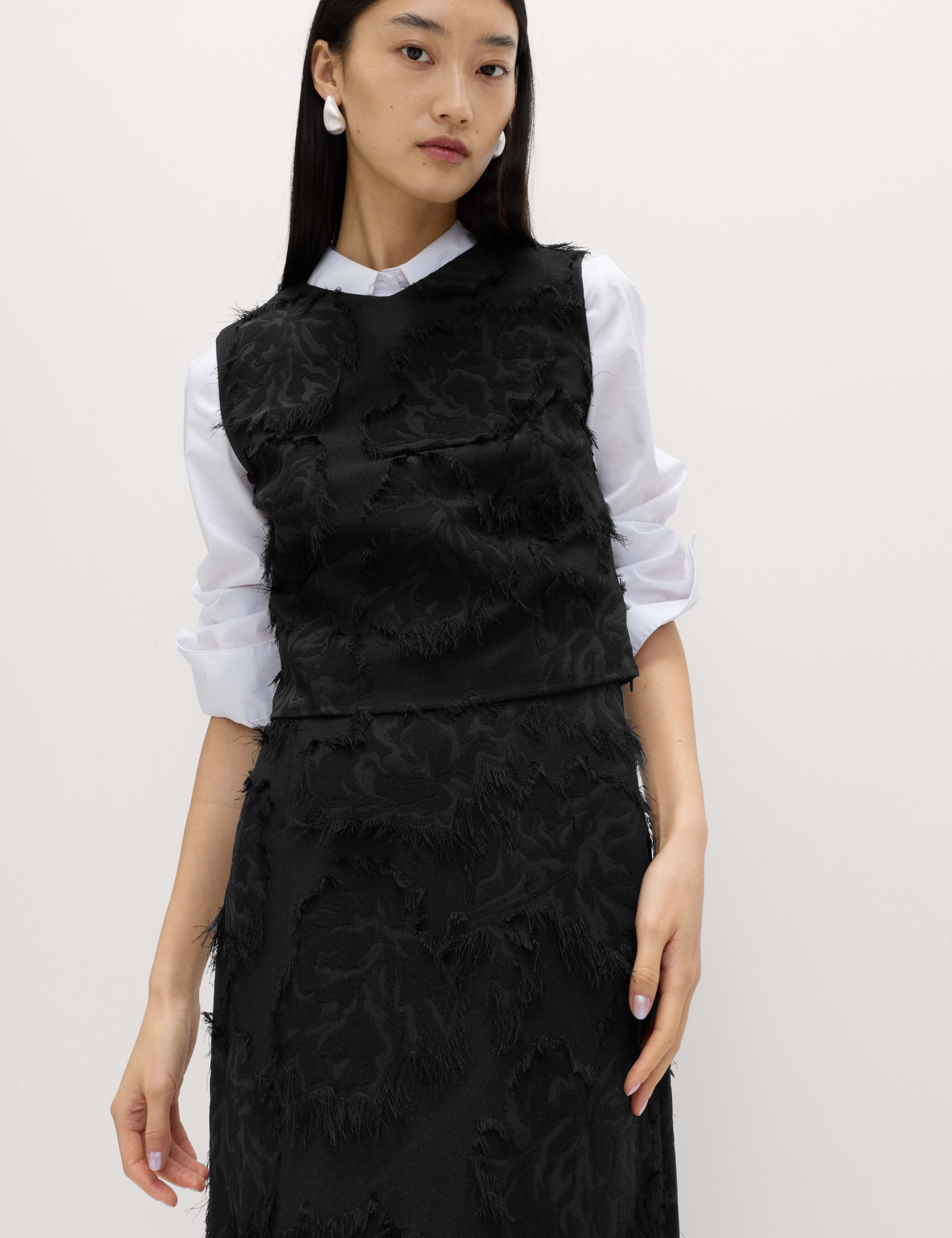 Textured Floral Jacquard Midi Column Skirt 5 of 6