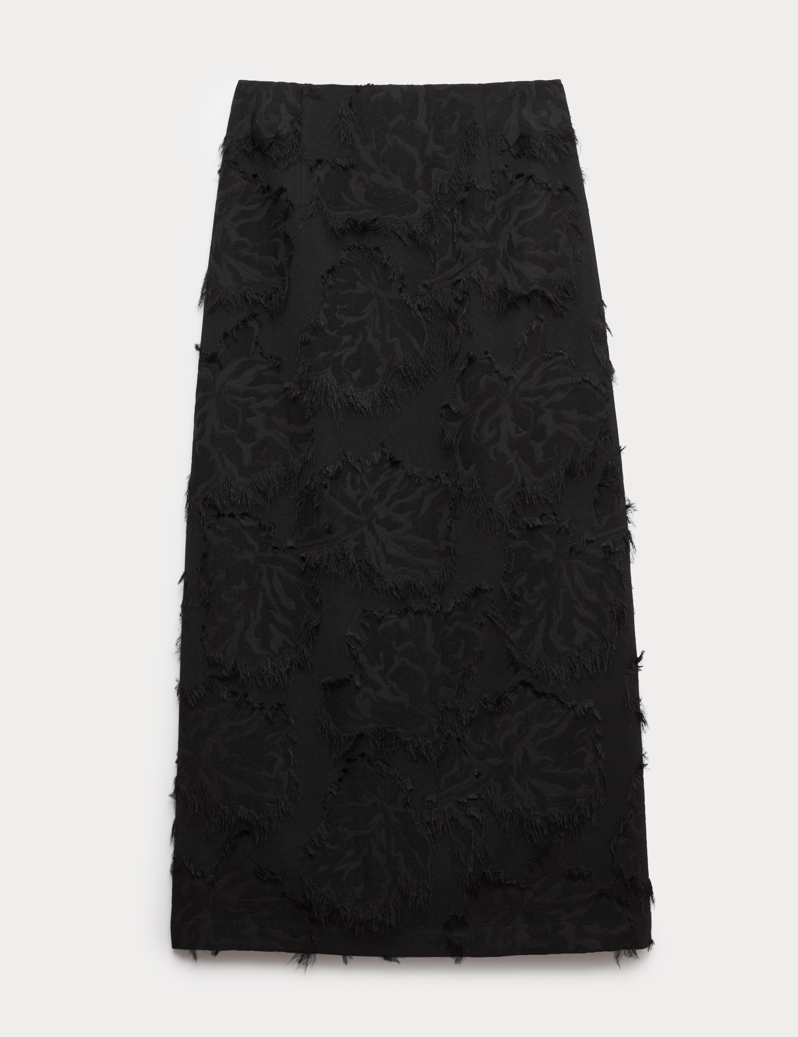 Textured Floral Jacquard Midi Column Skirt 2 of 6