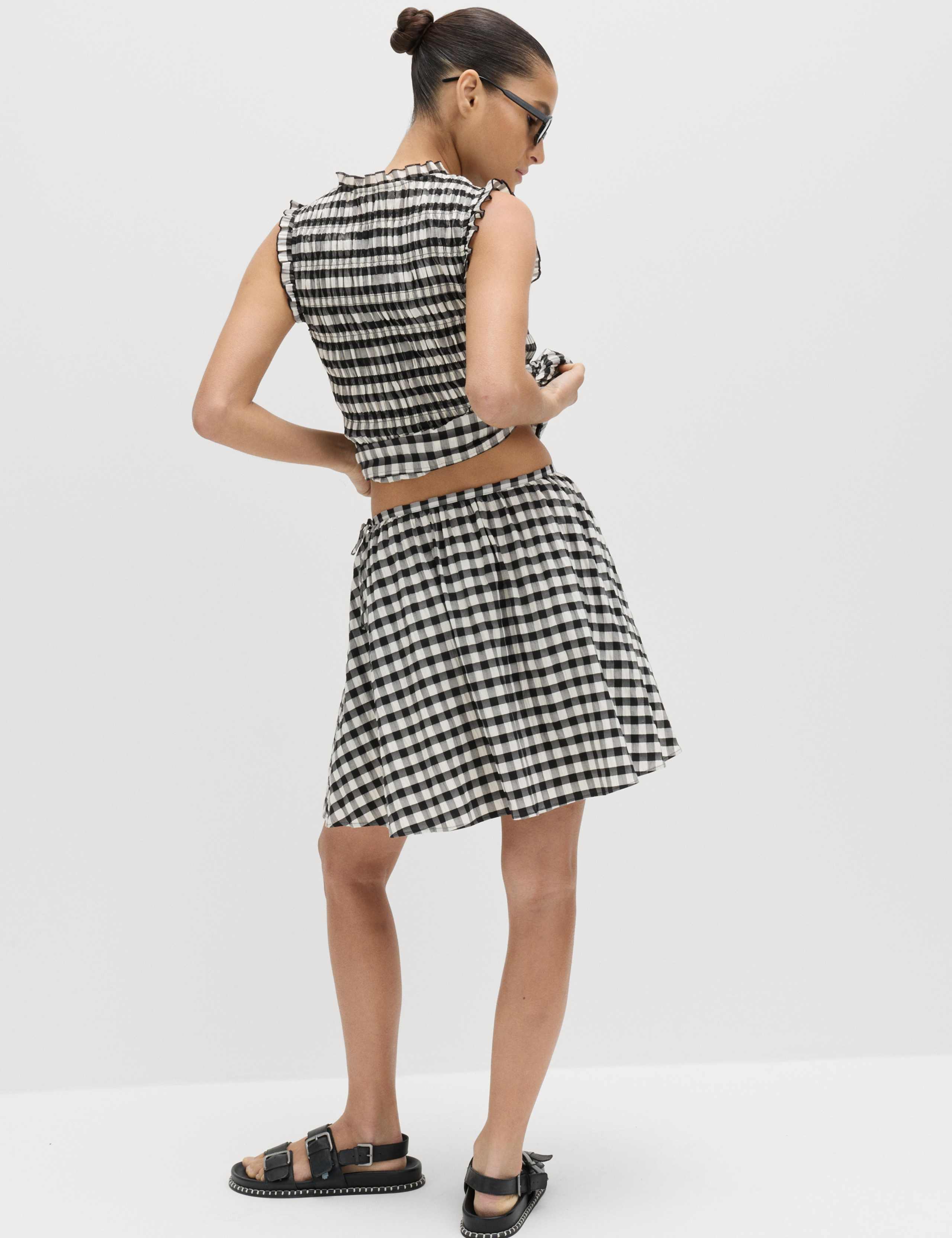Cotton Blend Gingham Mini Circle Skirt 6 of 6