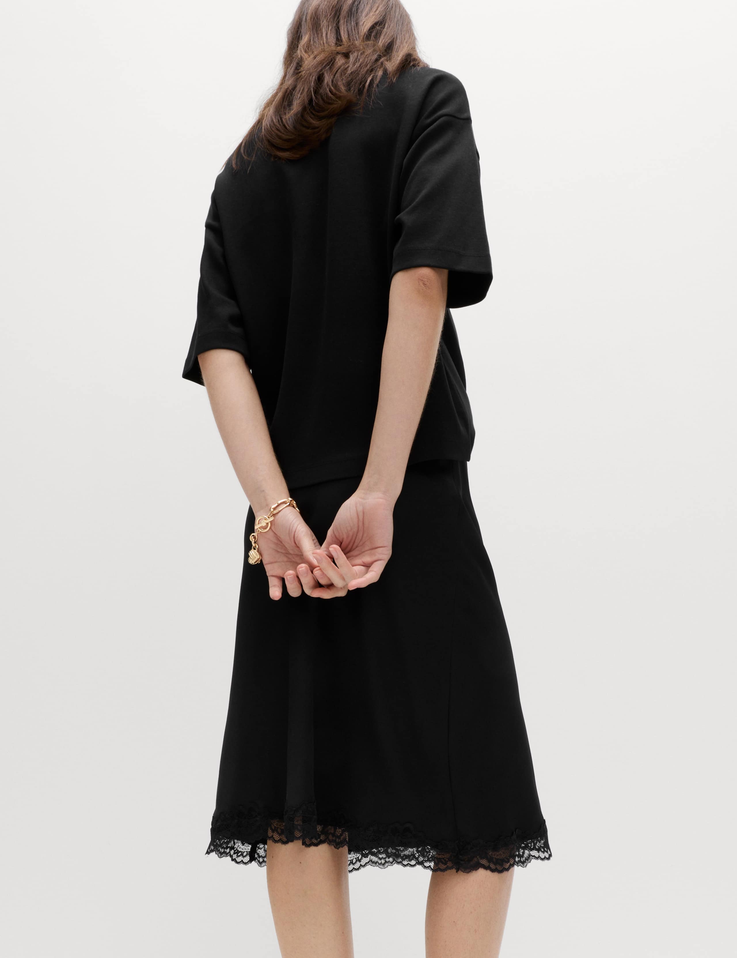 Lace Detail Knee Length Slip Skirt 4 of 4