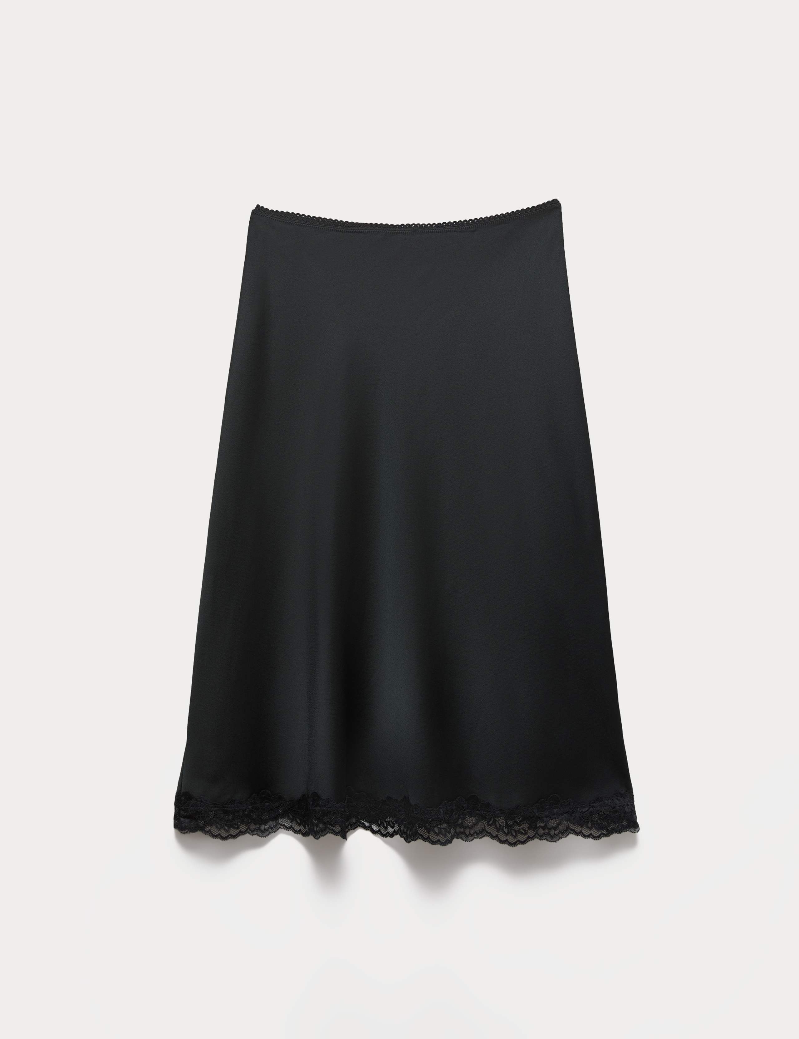 Lace Detail Knee Length Slip Skirt 2 of 6