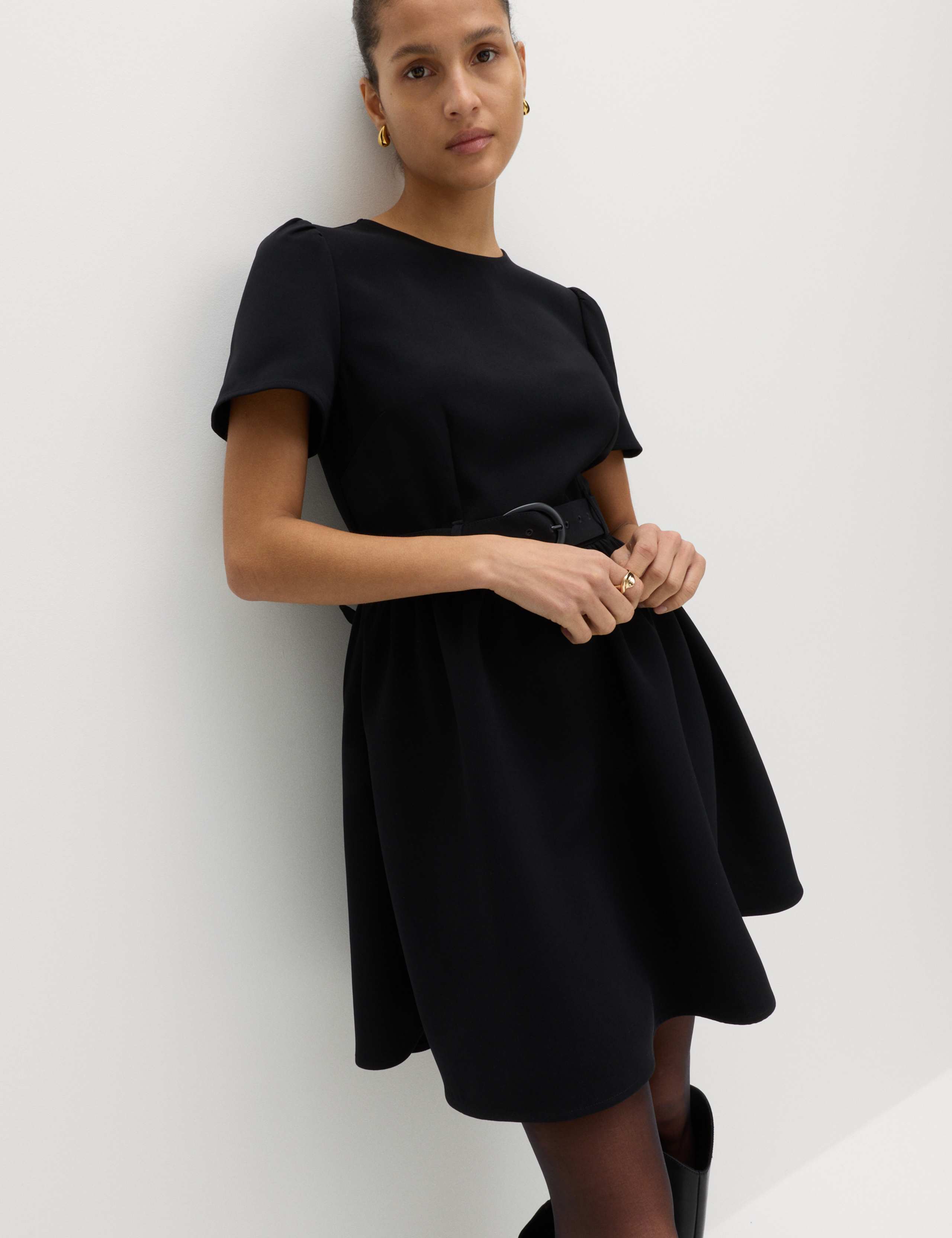 Puff Sleeve Belted Mini Skater Dress 6 of 6