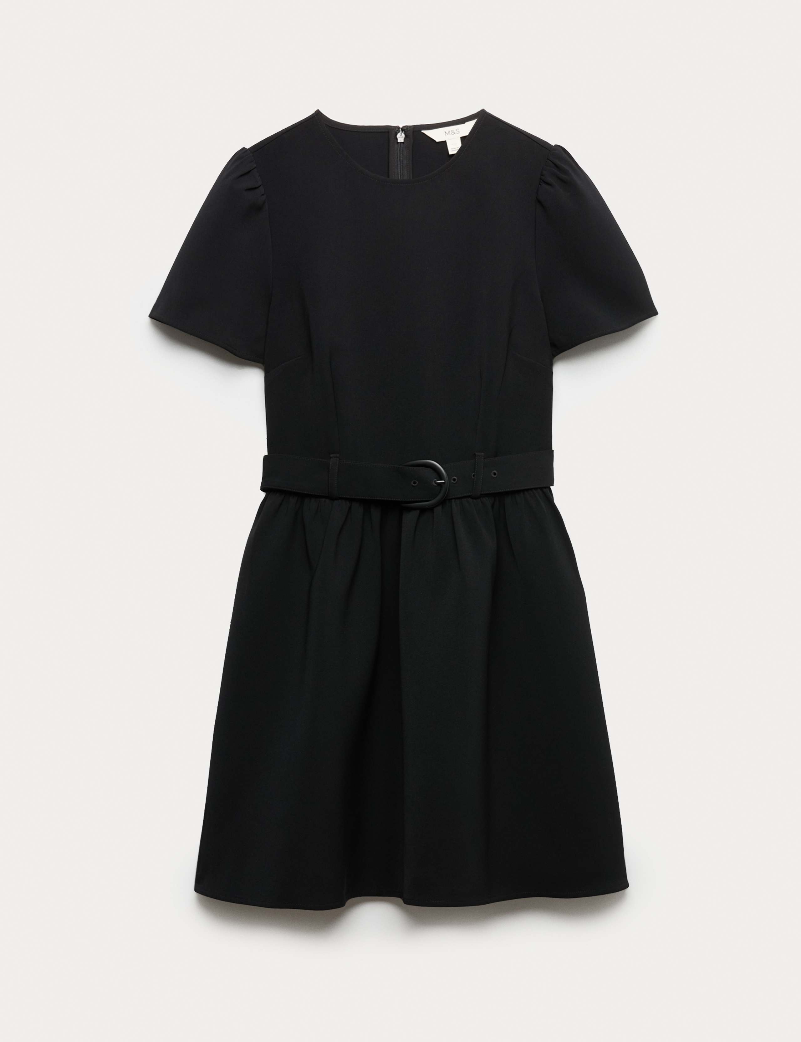Puff Sleeve Belted Mini Skater Dress 2 of 6